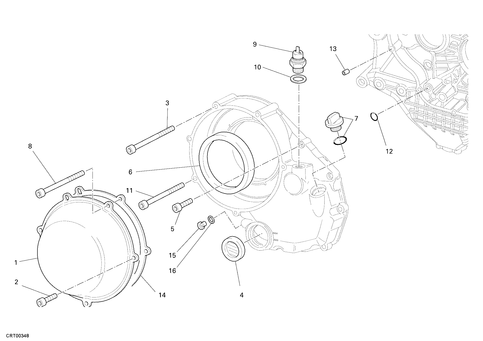 005 COUVERCLE EMBRAYAGE EXTERIEUR POUR SUPERBIKE 1098 S 2007