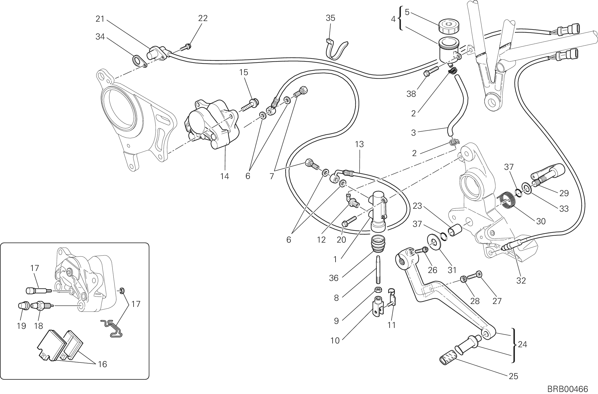 029 SYSTEME DE FREIN ARRIERE POUR MULTISTRADA 1000 S 2006