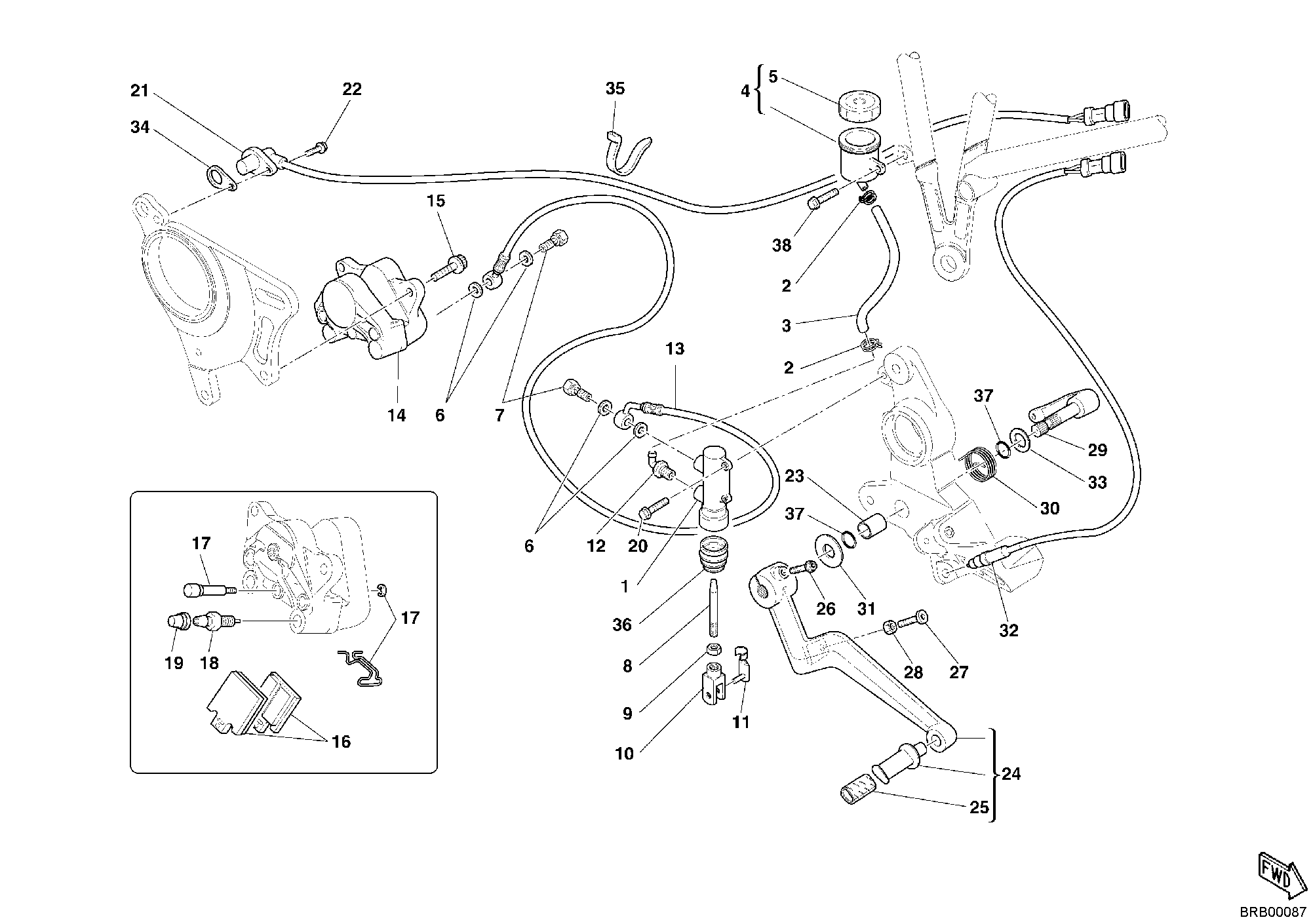 029 SYSTEME DE FREIN ARRIERE POUR MULTISTRADA 1100 S 2008