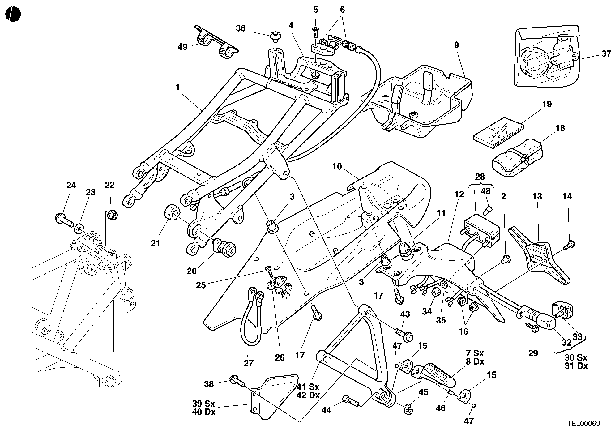 029 CADRE ARRIERE POUR SUPERBIKE 996 2001