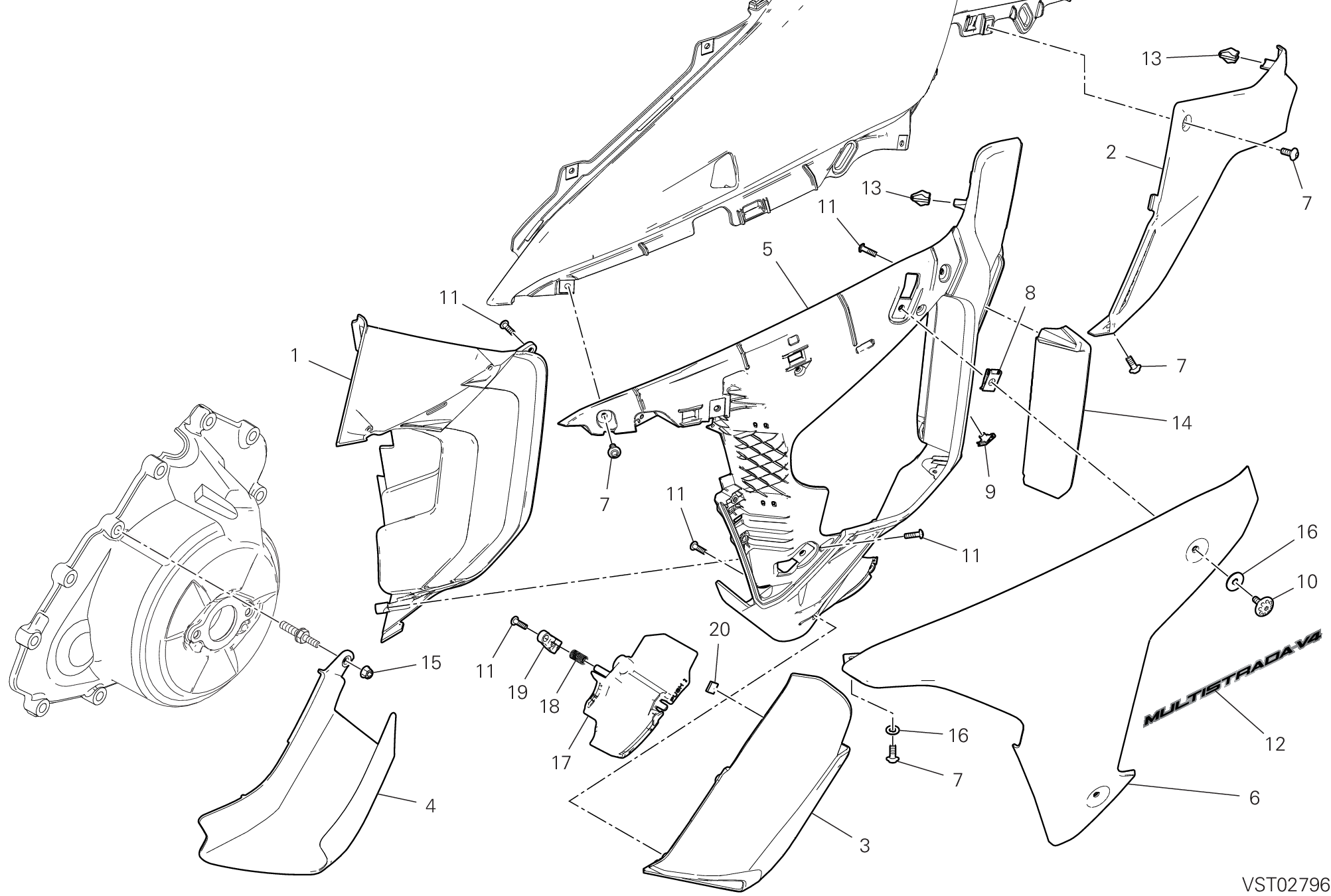 37F PANNEAU LATERAL GAUCHE POUR MULTISTRADA V4 2024