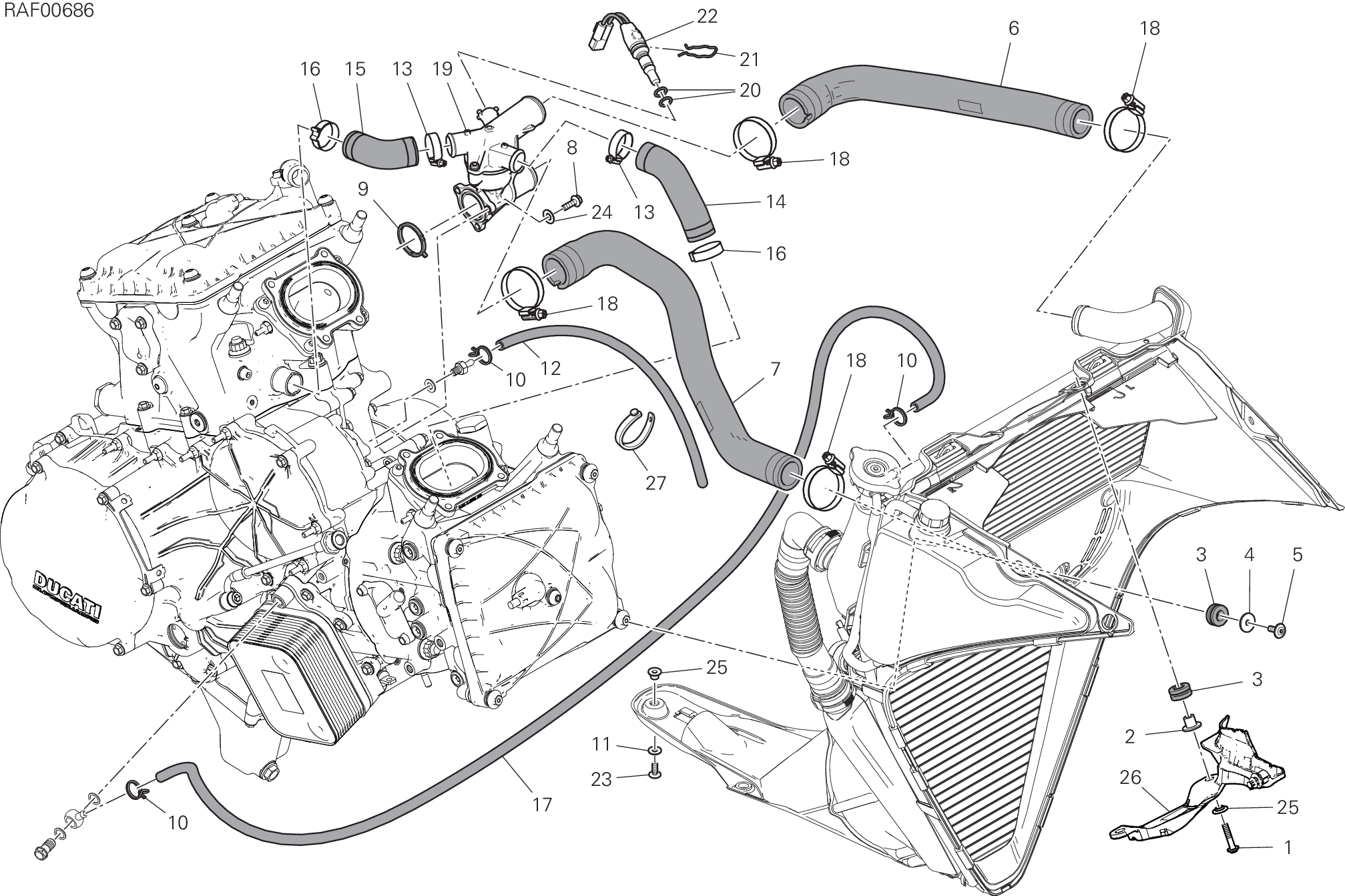 25B CIRCUIT DE REFROIDISSEMENT POUR SUPERBIKE PANIGALE V2 2024