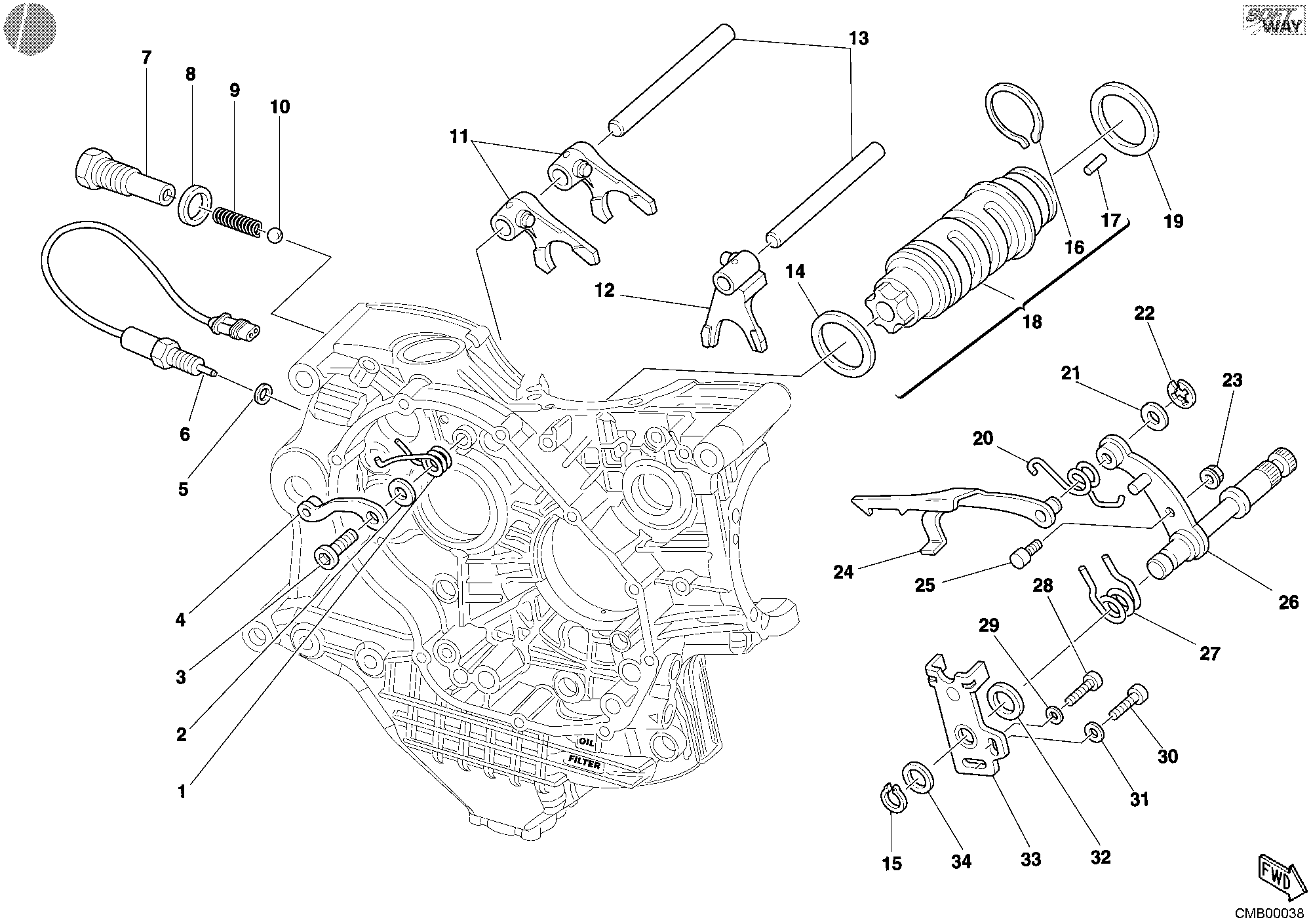 002 TAMBOUR CHANGEMENT VITESSE FOURCHETTE POUR SUPERBIKE 998 S BOSTROM 2002