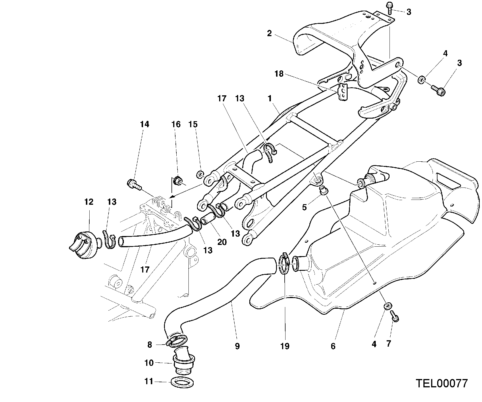 029 CADRE ARRIERE POUR SUPERBIKE 748 RS 2000
