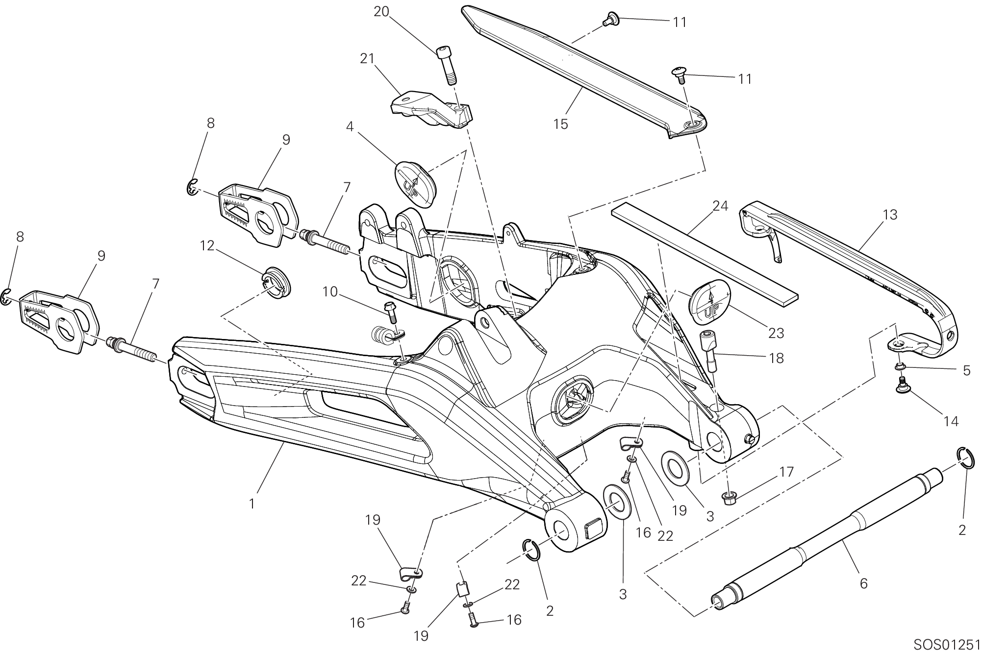 19A BRAS OSCILLANT ARRIERE POUR SCRAMBLER FULL THROTTLE 2G 2023