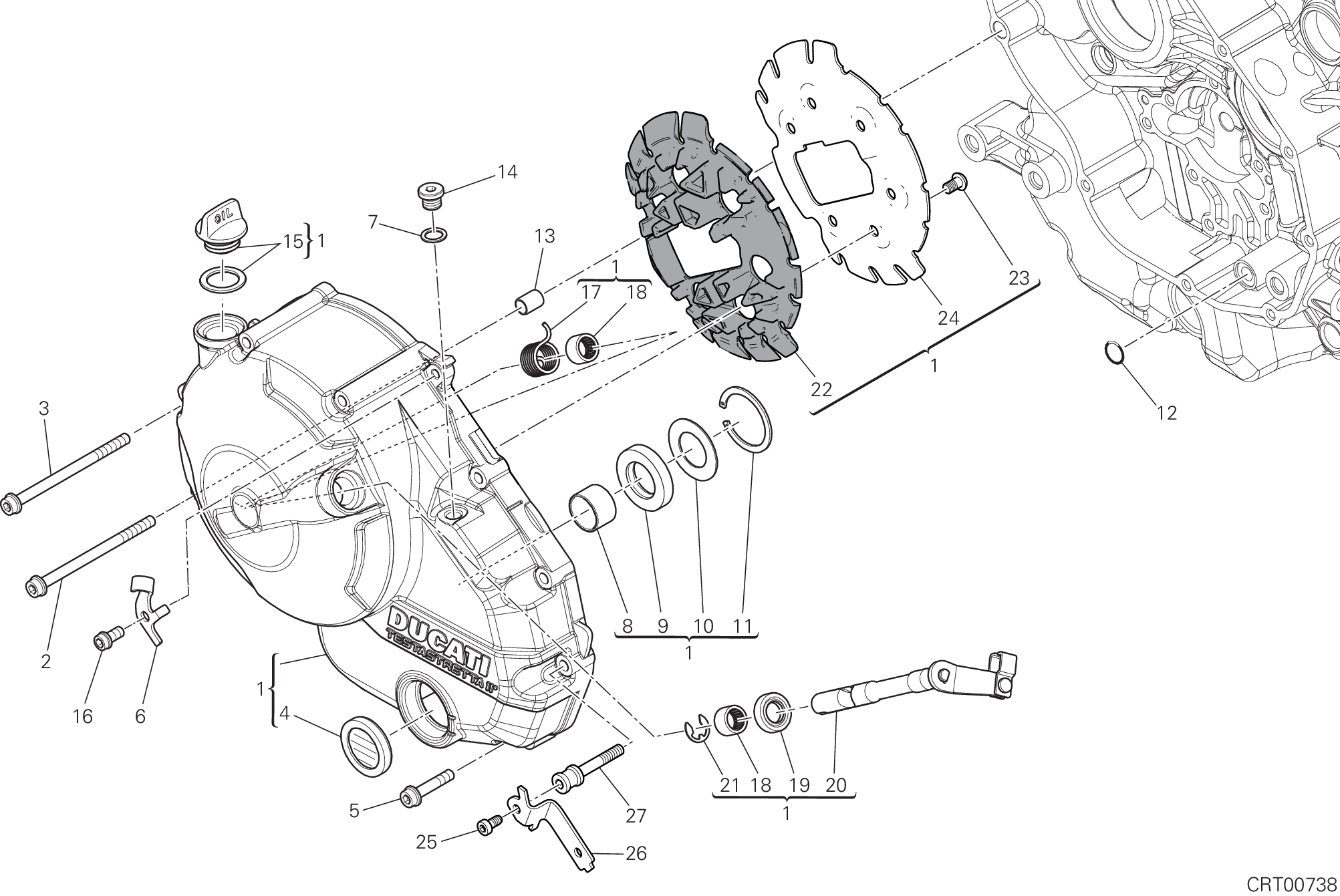 005 COUVERCLE EMBRAYAGE POUR MULTISTRADA 950 TOURING 2017