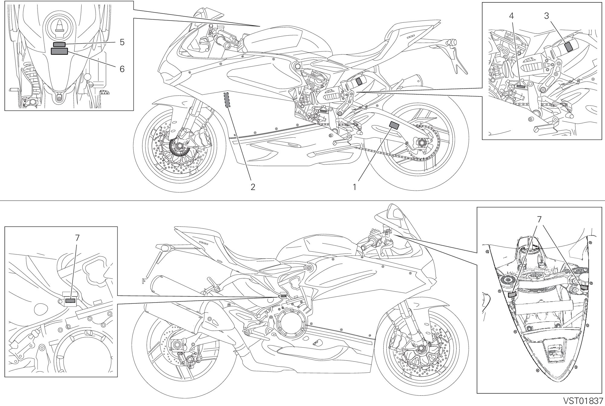 036 POSITIONNEMENT DE PLACEMENT POUR SUPERBIKE 959 PANIGALE ABS 2017