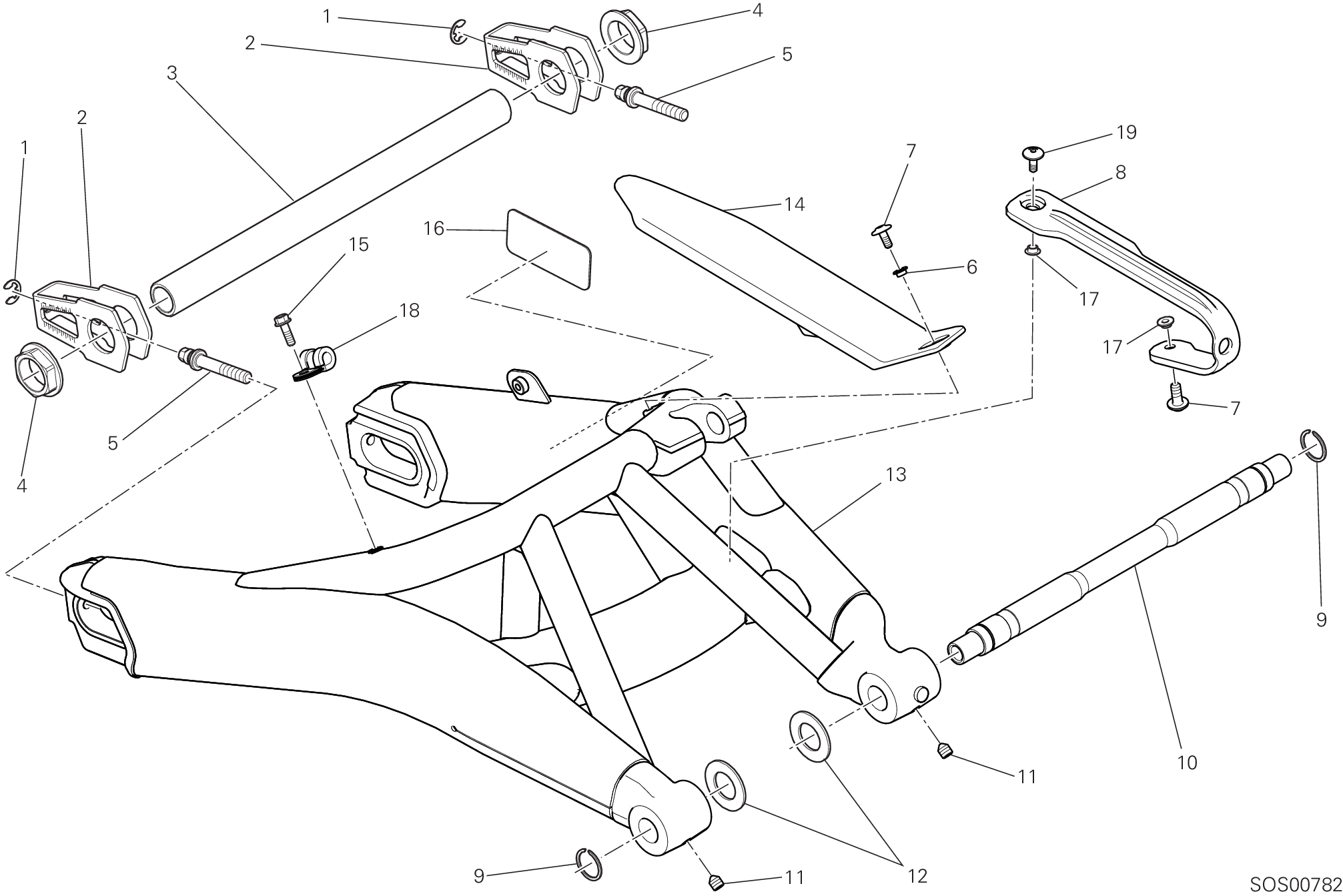 027 BRAS OSCILLANT ARRIERE POUR SCRAMBLER SIXTY2 2020