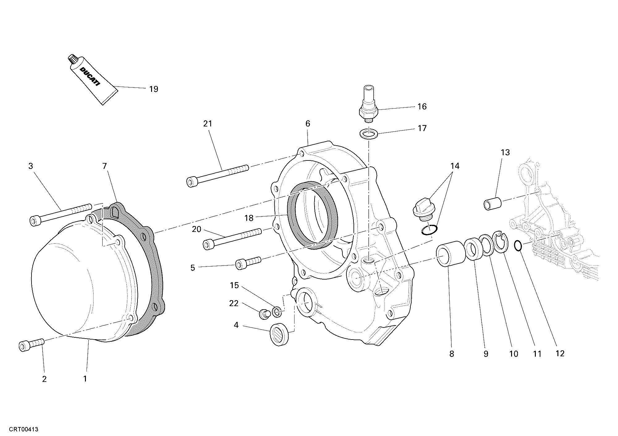 005 COUVERCLE EMBRAYAGE POUR HYPERMOTARD 1100 S 2008