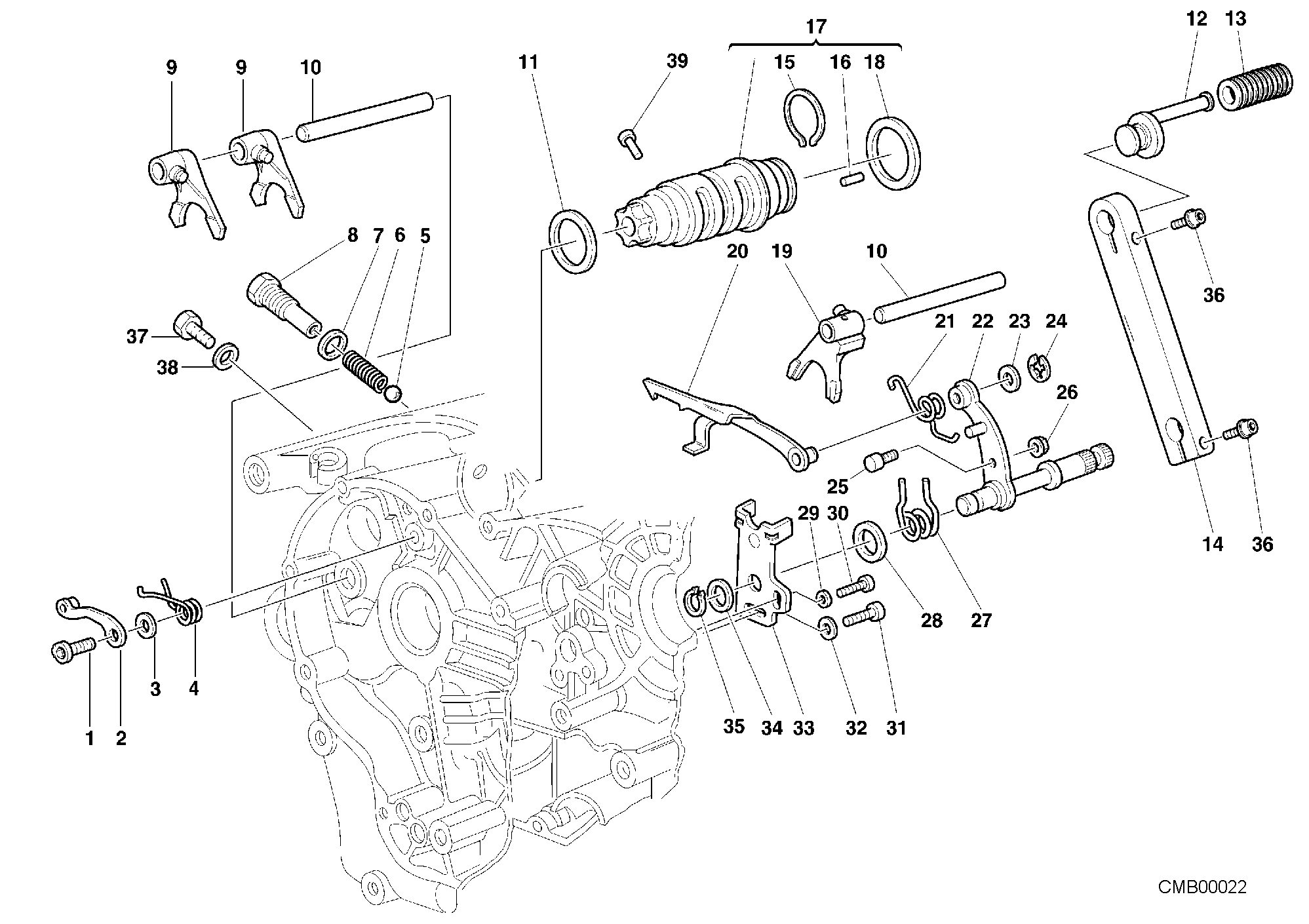 002 ARBRE SELECTEUR DE VITESSES POUR SUPERBIKE 748 RS 2000
