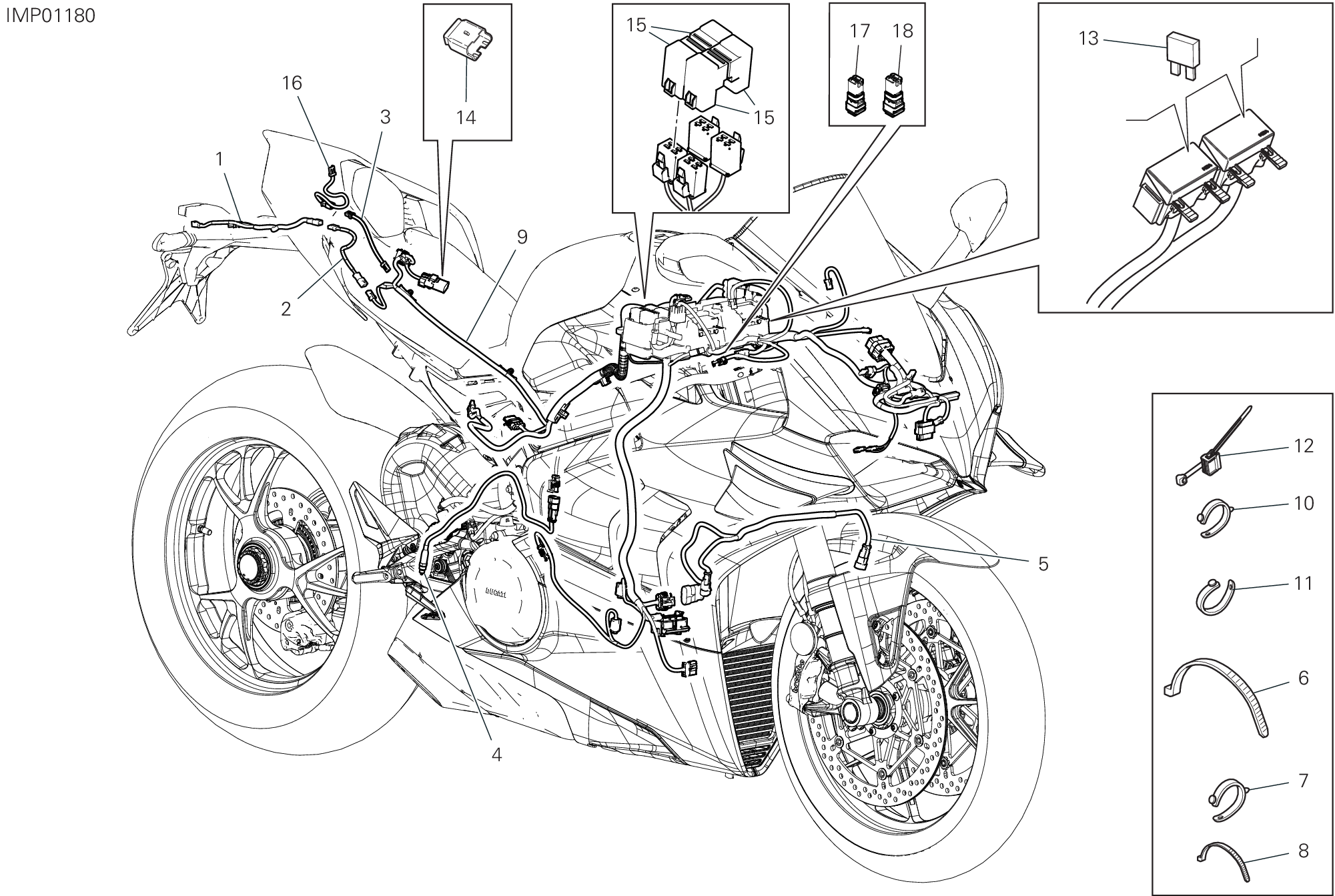 13C CIRCUIT ELECTRIQUE VEHICULE POUR SUPERBIKE PANIGALE V4 R 2019