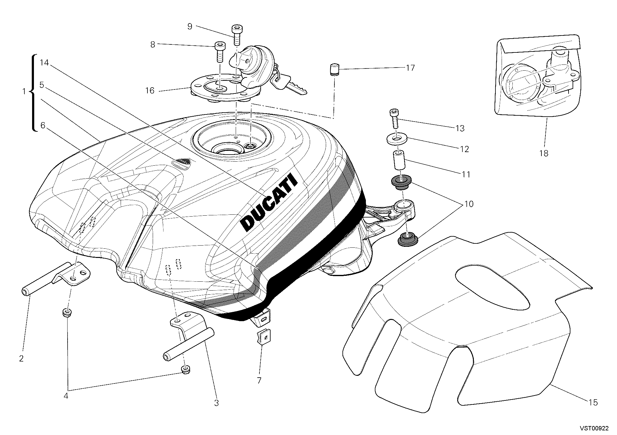 032 RESERVOIR CARBURANT POUR SUPERBIKE 1198 R 2010