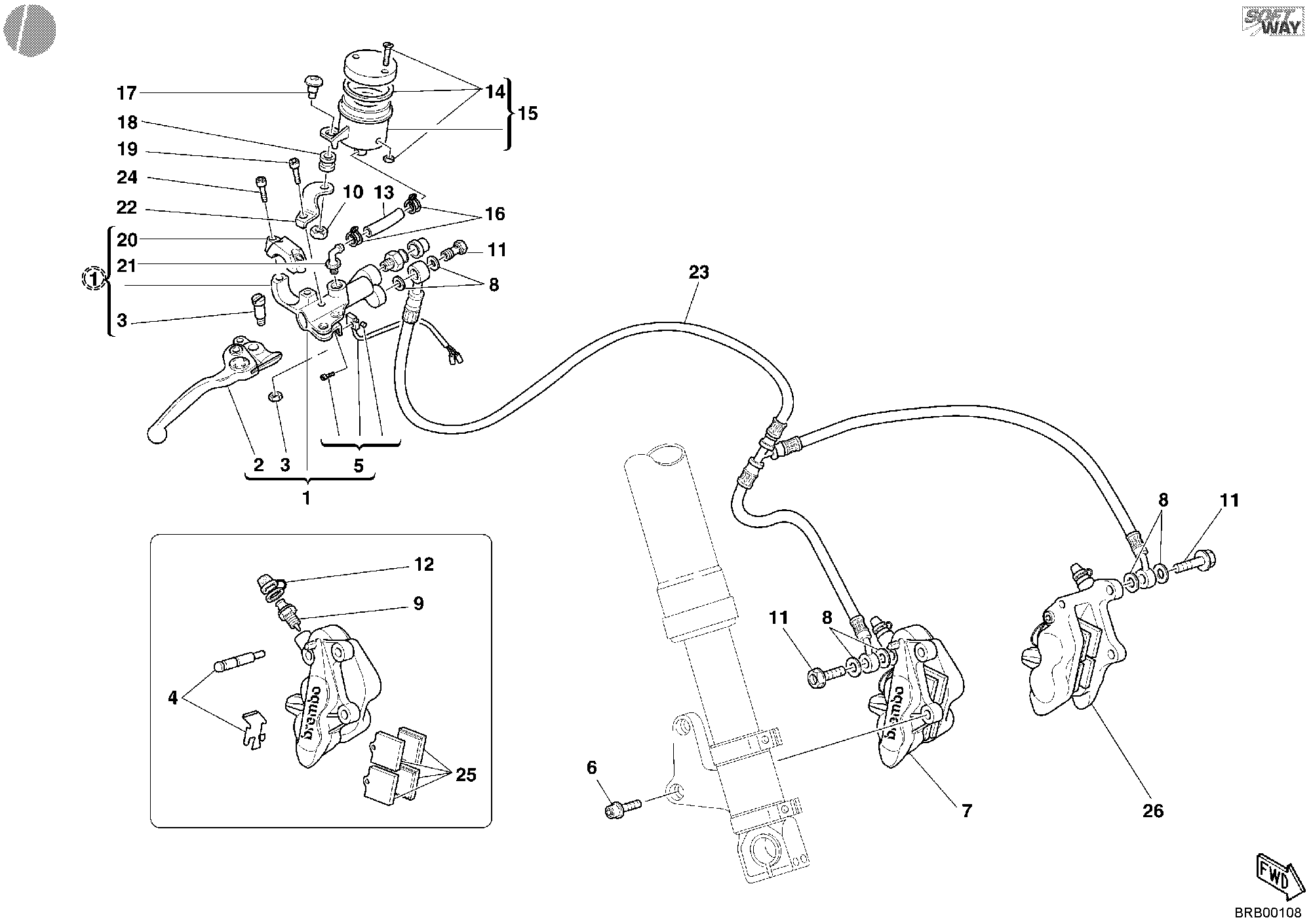 025 SYSTEME DE FREIN AVANT POUR SUPERBIKE 998 FINAL ED 2004