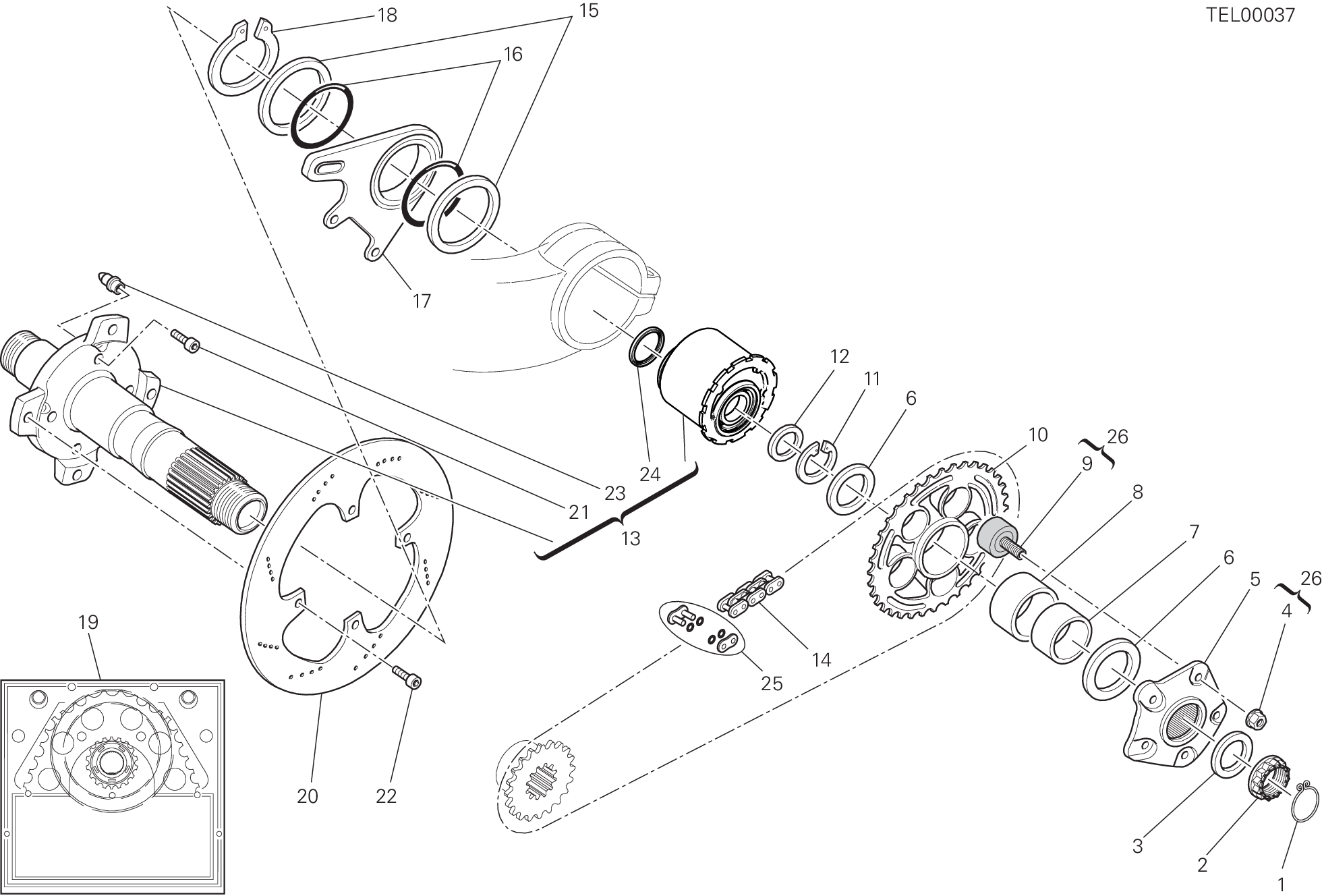 028 MOYEU ROUE ARRIERE POUR SUPERBIKE 748 R SINGLE SEAT 2000