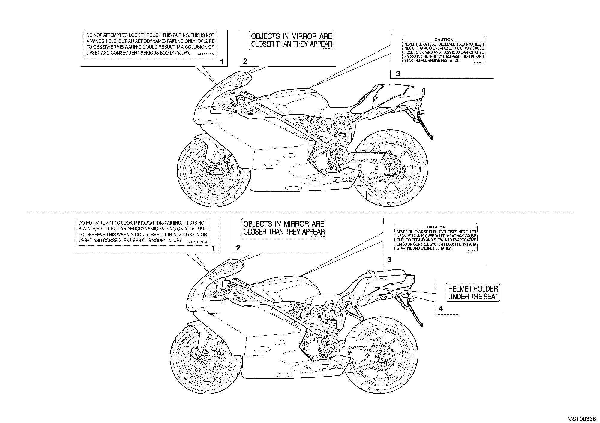 036 ETIQUETTES AVERTISSEMENT USA POUR SUPERBIKE 999 S AMA REPLICA 2007