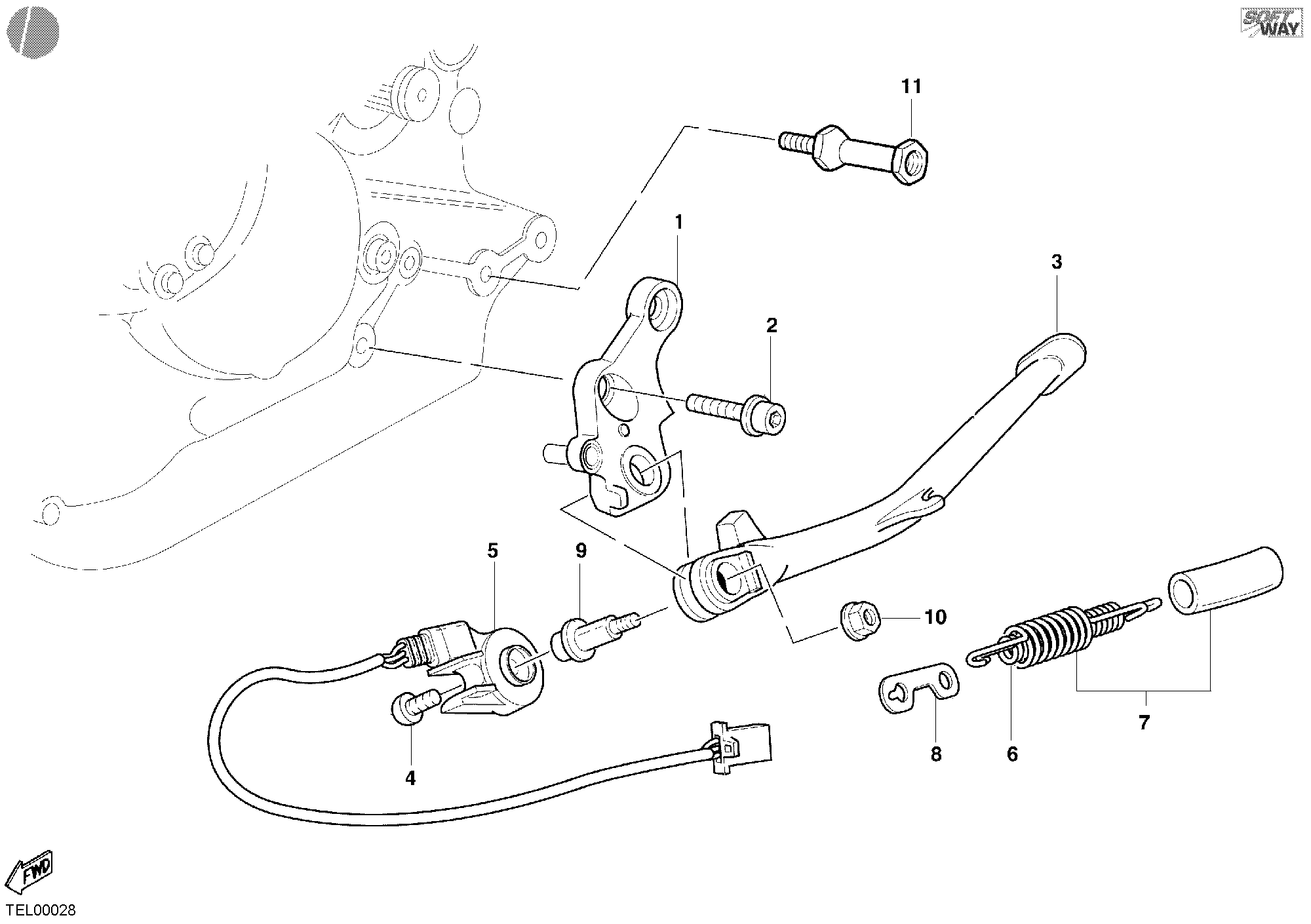 018 BEQUILLE LATERALE POUR SUPERSPORT 750 S 2002