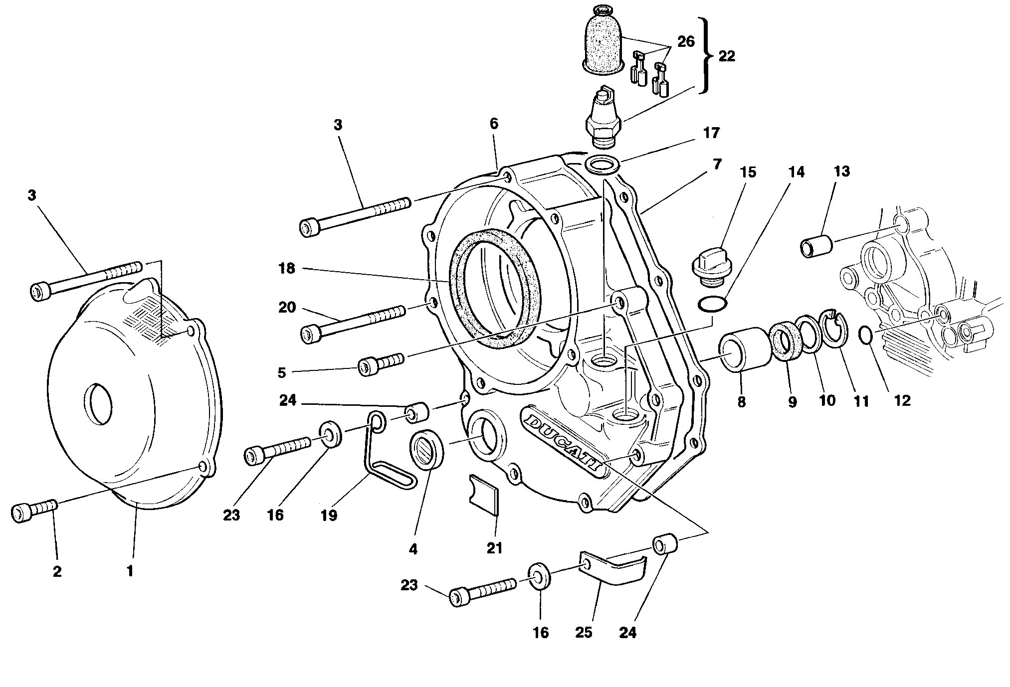 005 COUVERCLE EMBRAYAGE POUR SUPERSPORT 900 SS FINAL ED 1998