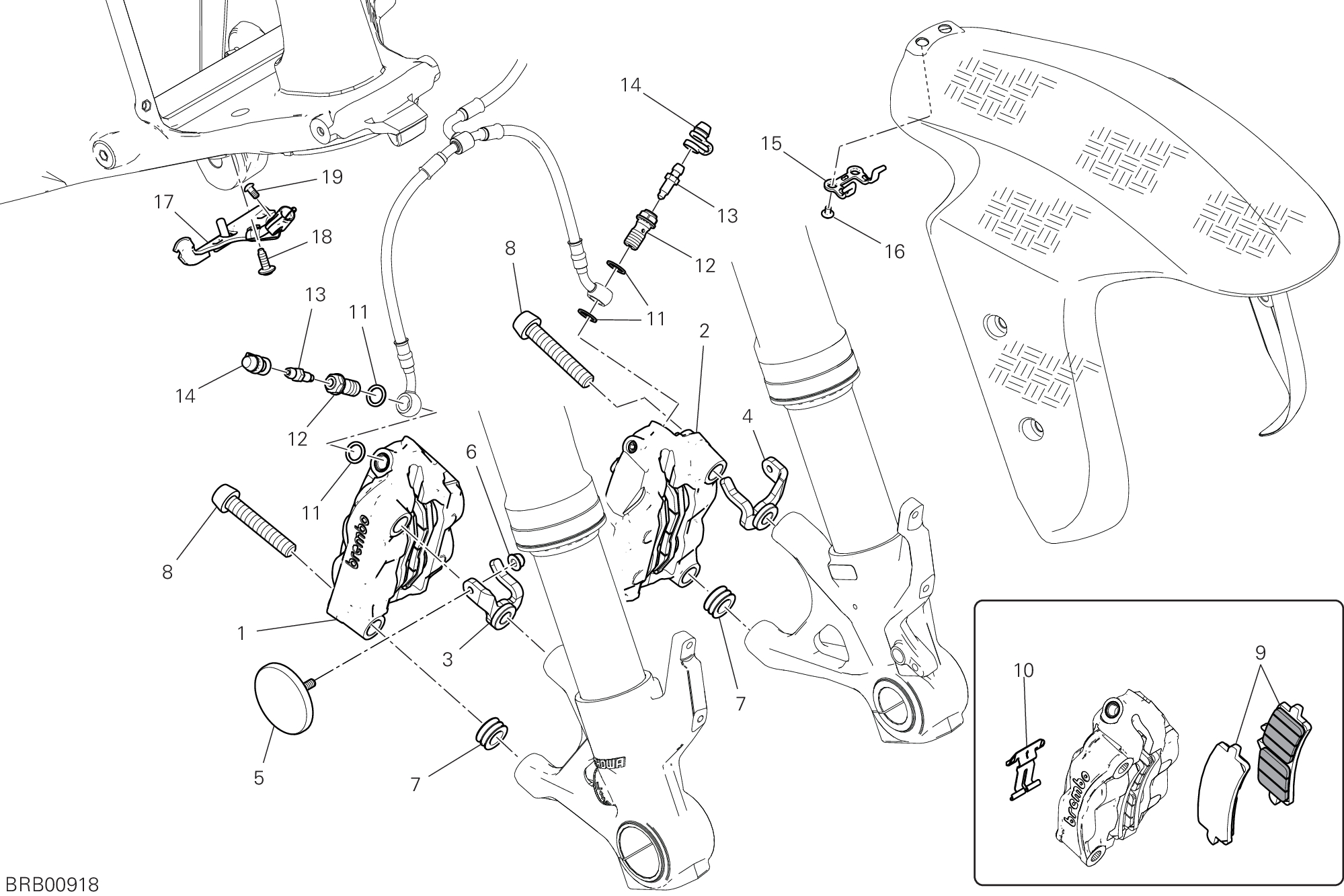 20B SYSTEME DE FREIN AVANT POUR SUPERBIKE PANIGALE V4 TRICOLORE 2025