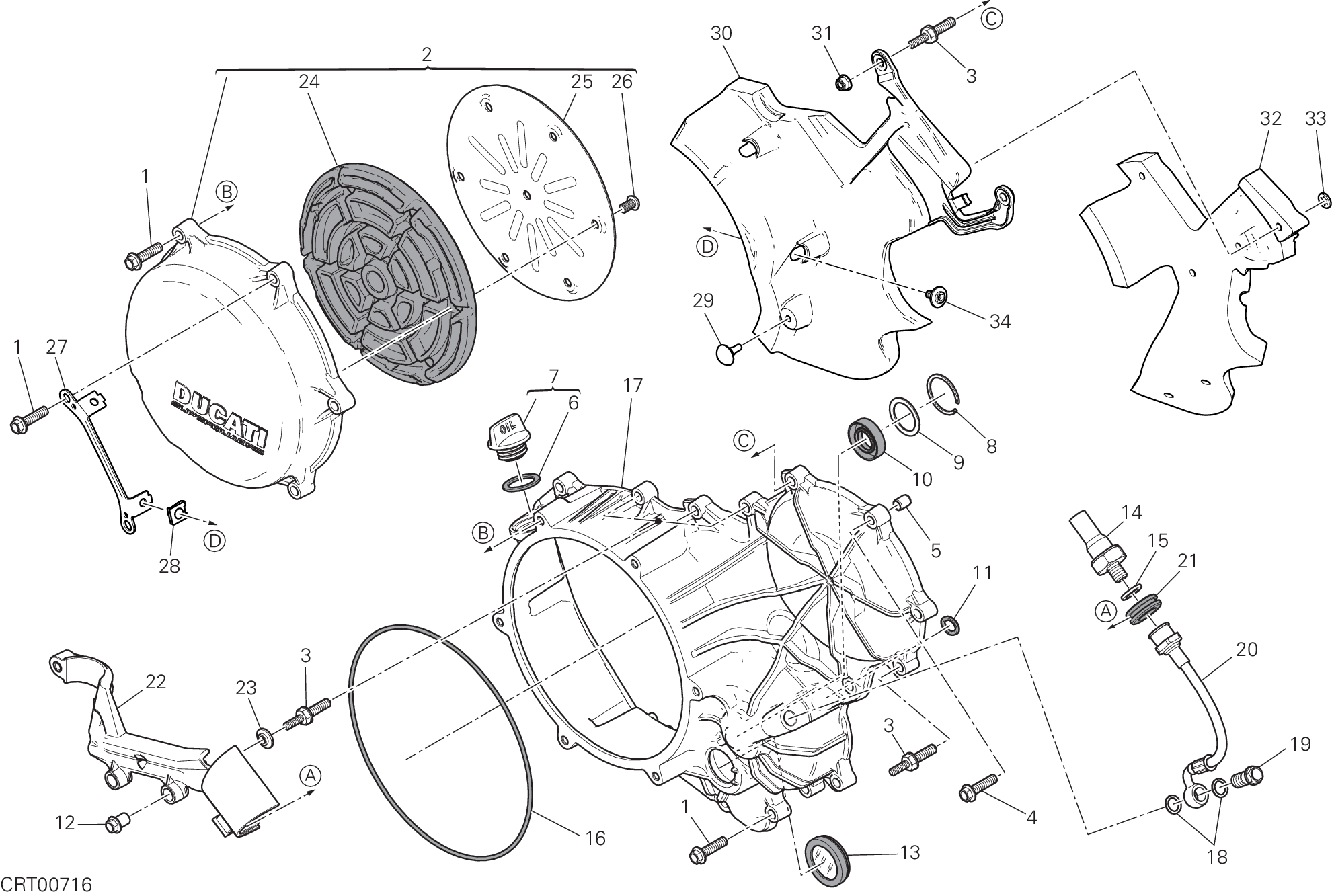 005 COUVERCLE DEMBRAYAGE DISTRIBUTION POUR SUPERBIKE 959 PANIGALE ABS 2017