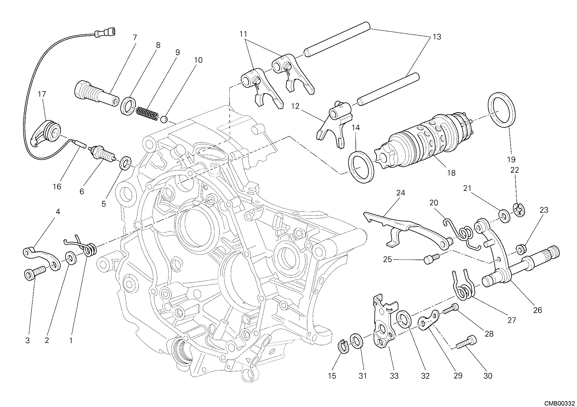 002 TAMBOUR CHANGEMENT VITESSE FOURCHETTE POUR MONSTER 696 2011