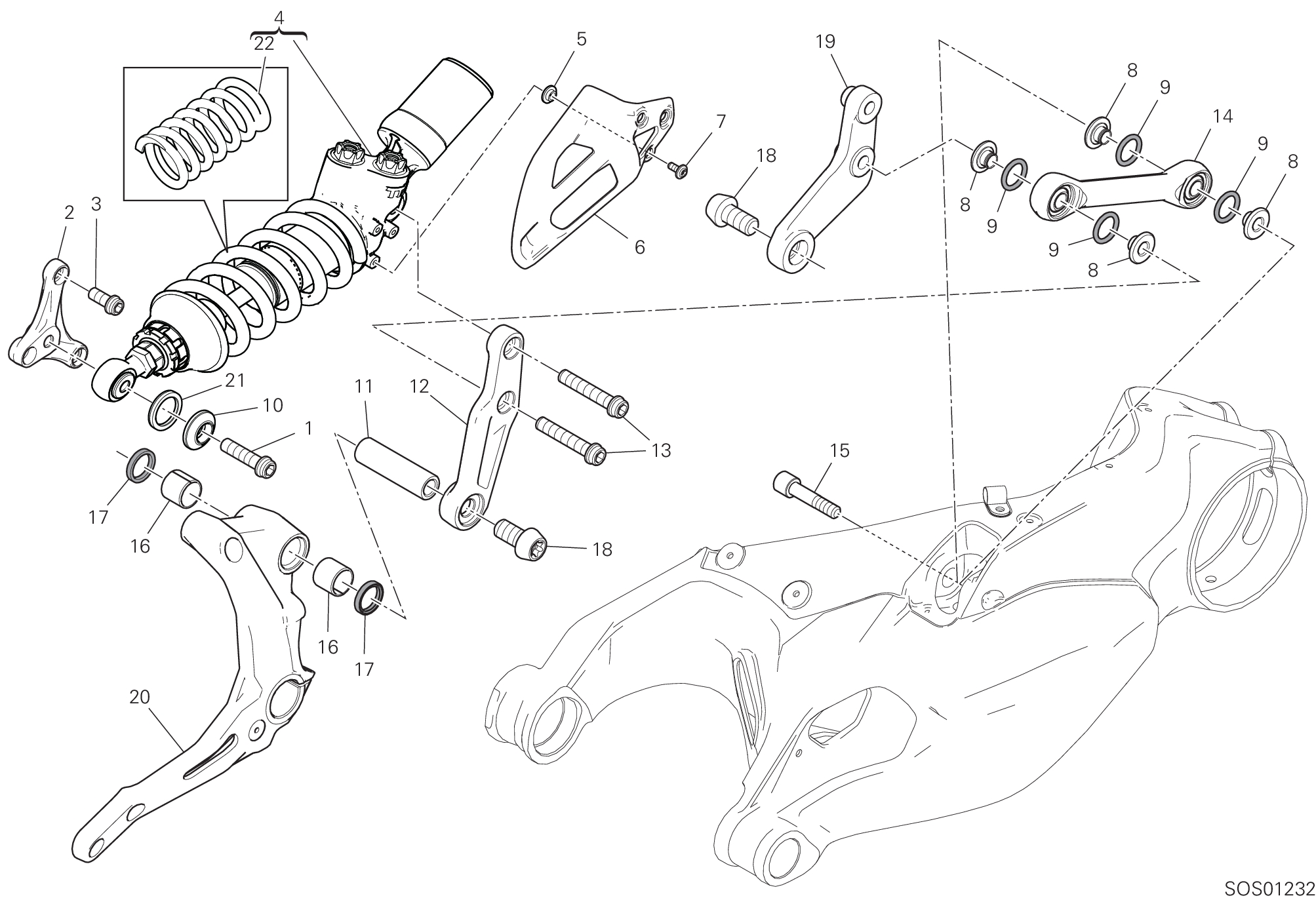 23A AMORTISSEUR ARRIERE POUR SUPERBIKE PANIGALE V2 TROY BAYLISS 2025
