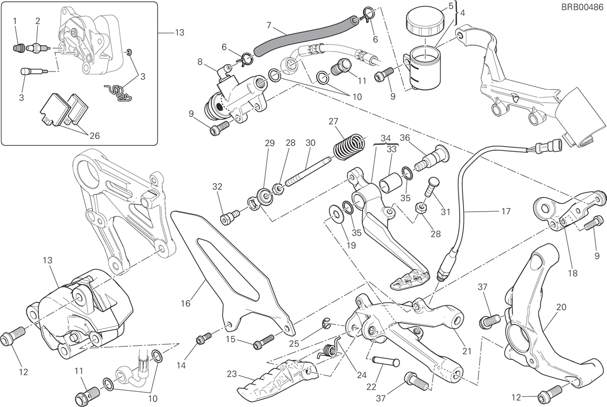 025 SYSTEME DE FREIN ARRIERE POUR SUPERBIKE 899 PANIGALE ABS 2015