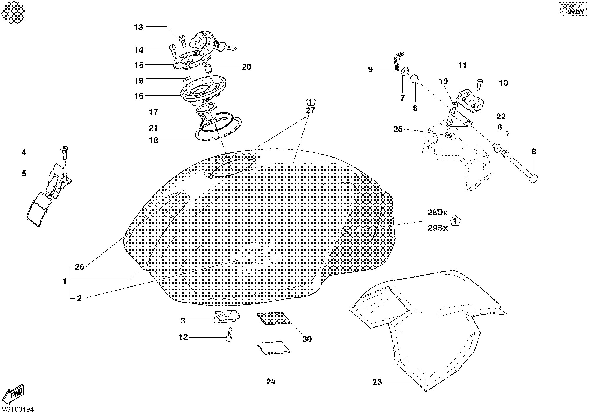 019 RESERVOIR CARBURANT POUR MONSTER S4 FOGARTY 2002