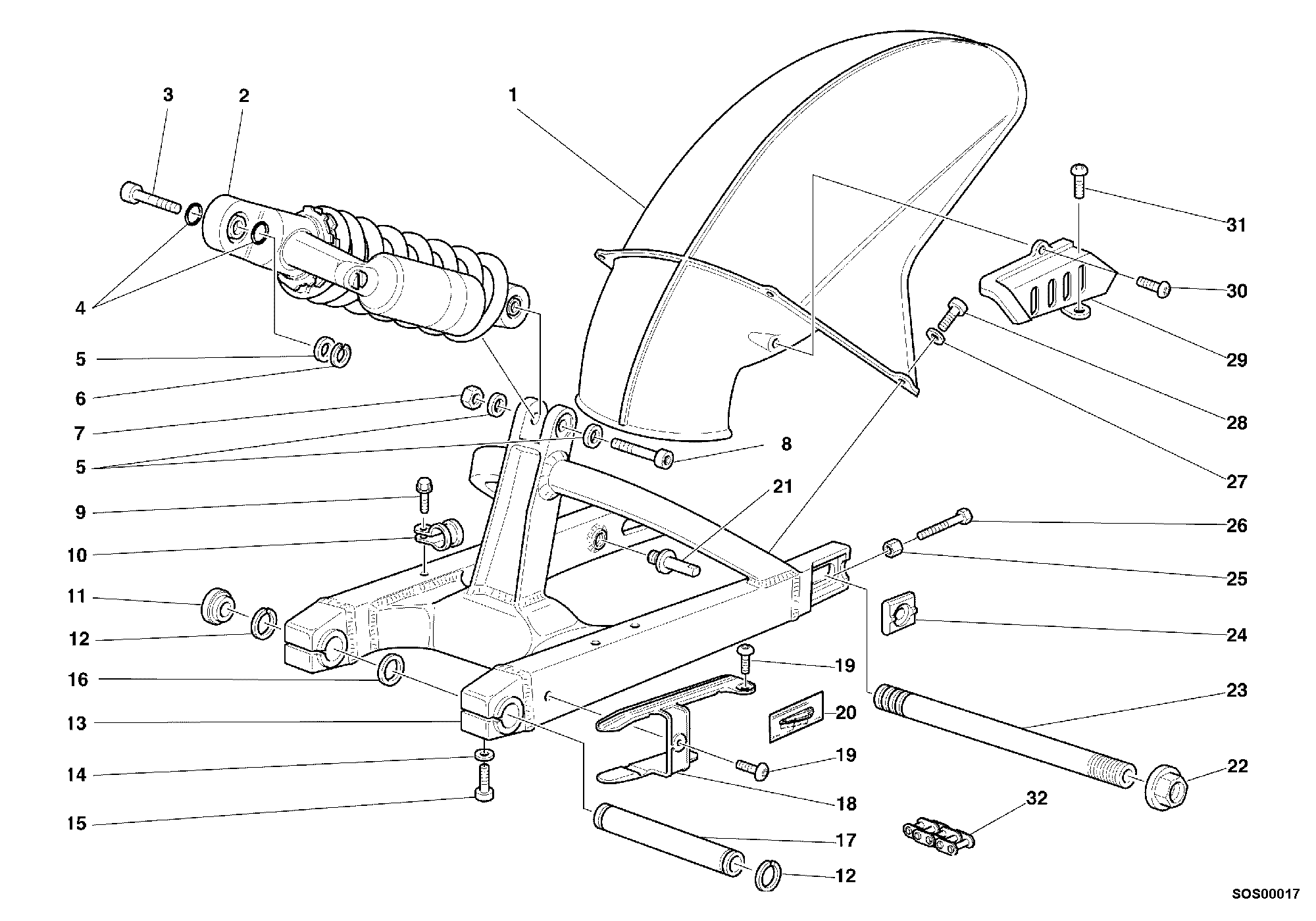 032 BRAS OSCILLANT POUR SUPERSPORT 900 SS 2000