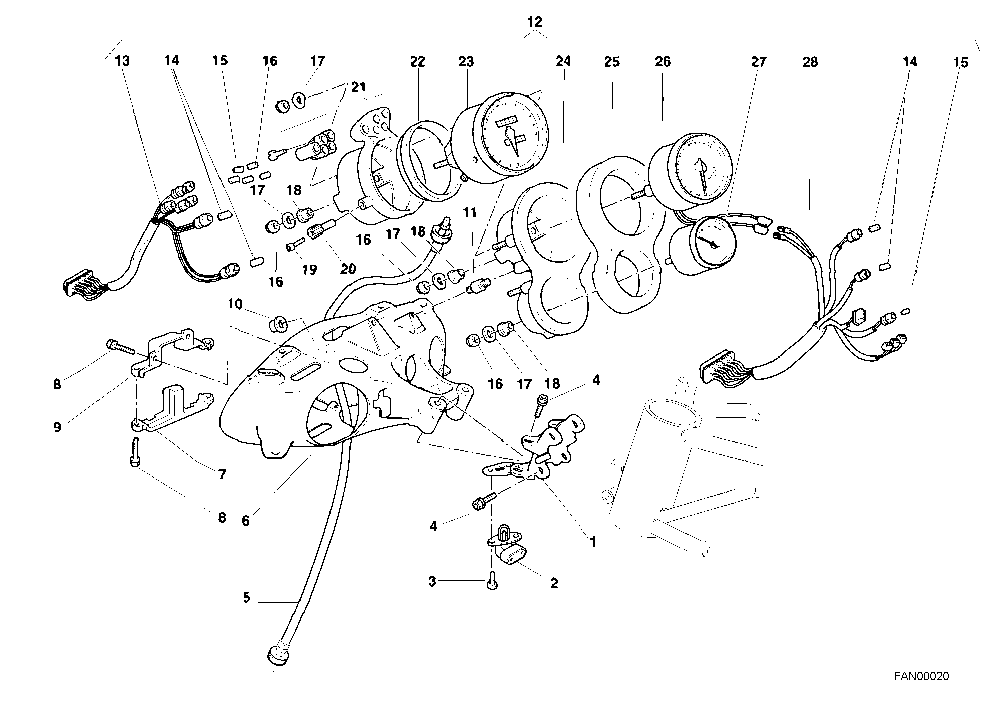 020 COMPTEURS POUR SUPERBIKE 748 2000