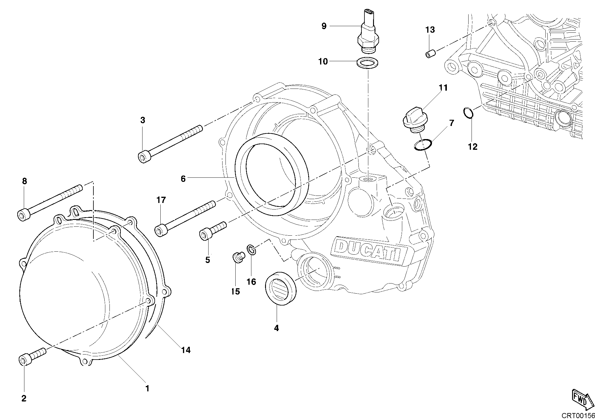 005 COUVERCLE EMBRAYAGE EXTERIEUR POUR SUPERBIKE 999 R 2004