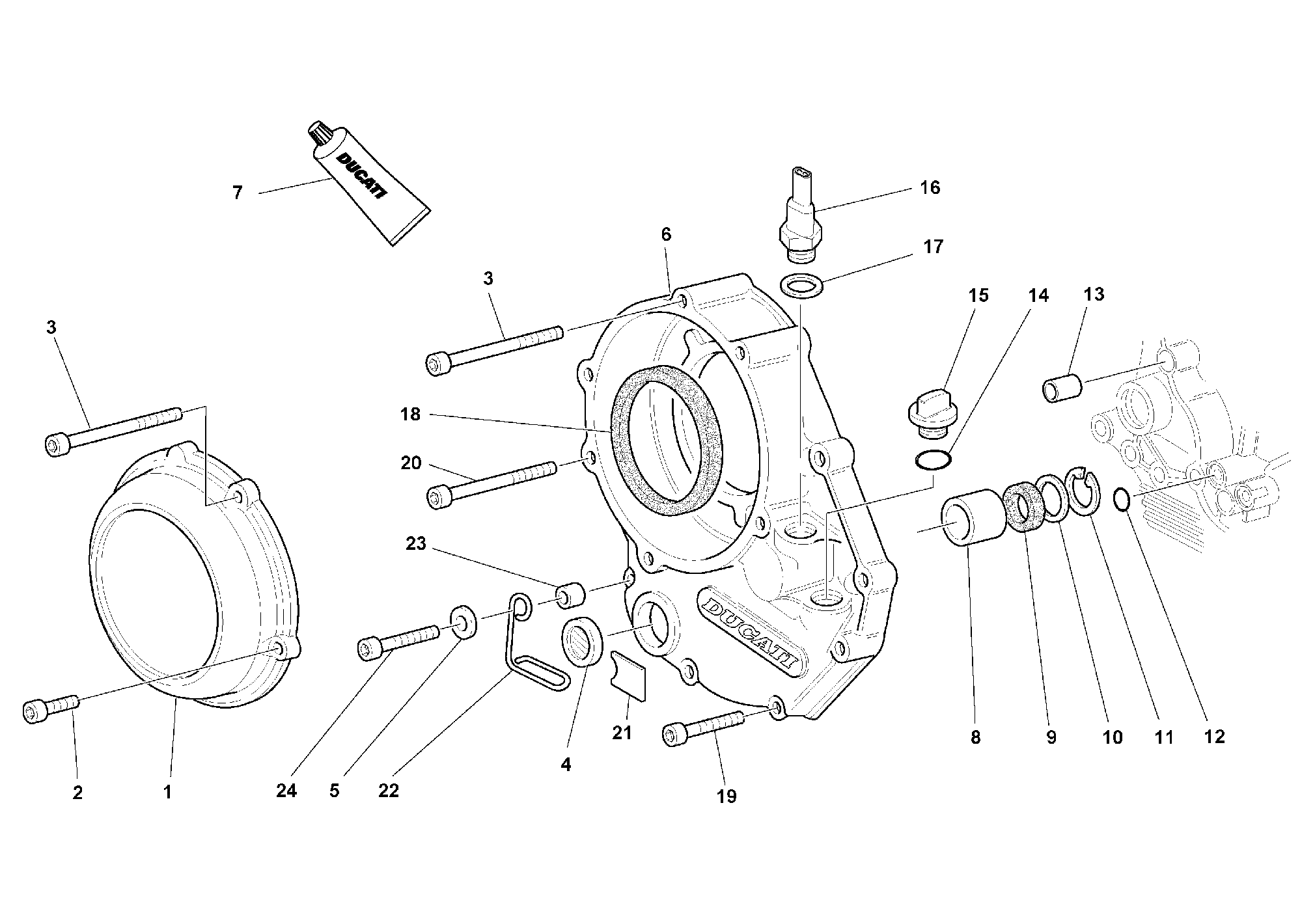 005 COUVERCLE EMBRAYAGE POUR SUPERBIKE 996 SPS II 1999