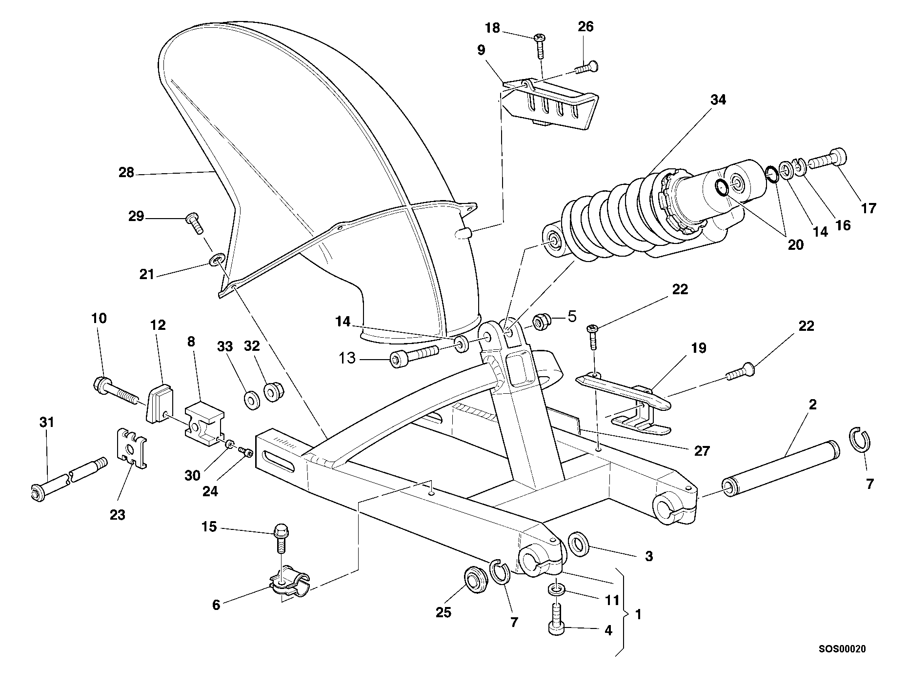 032 BRAS OSCILLANT POUR SUPERSPORT 750 SS 2000