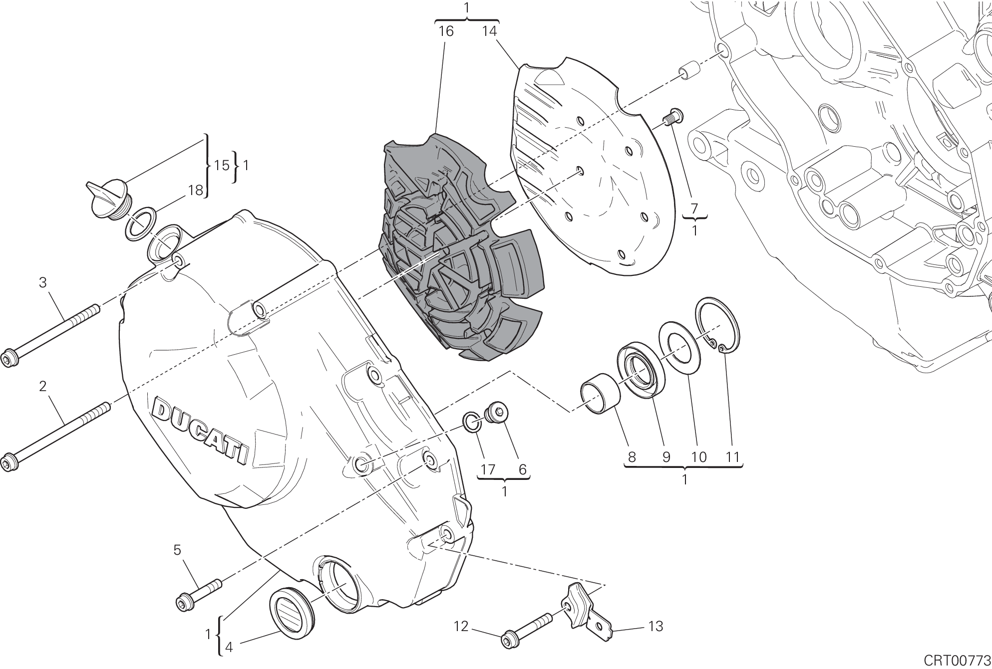 005 COUVERCLE EMBRAYAGE POUR MULTISTRADA 1260 S ABS 2018