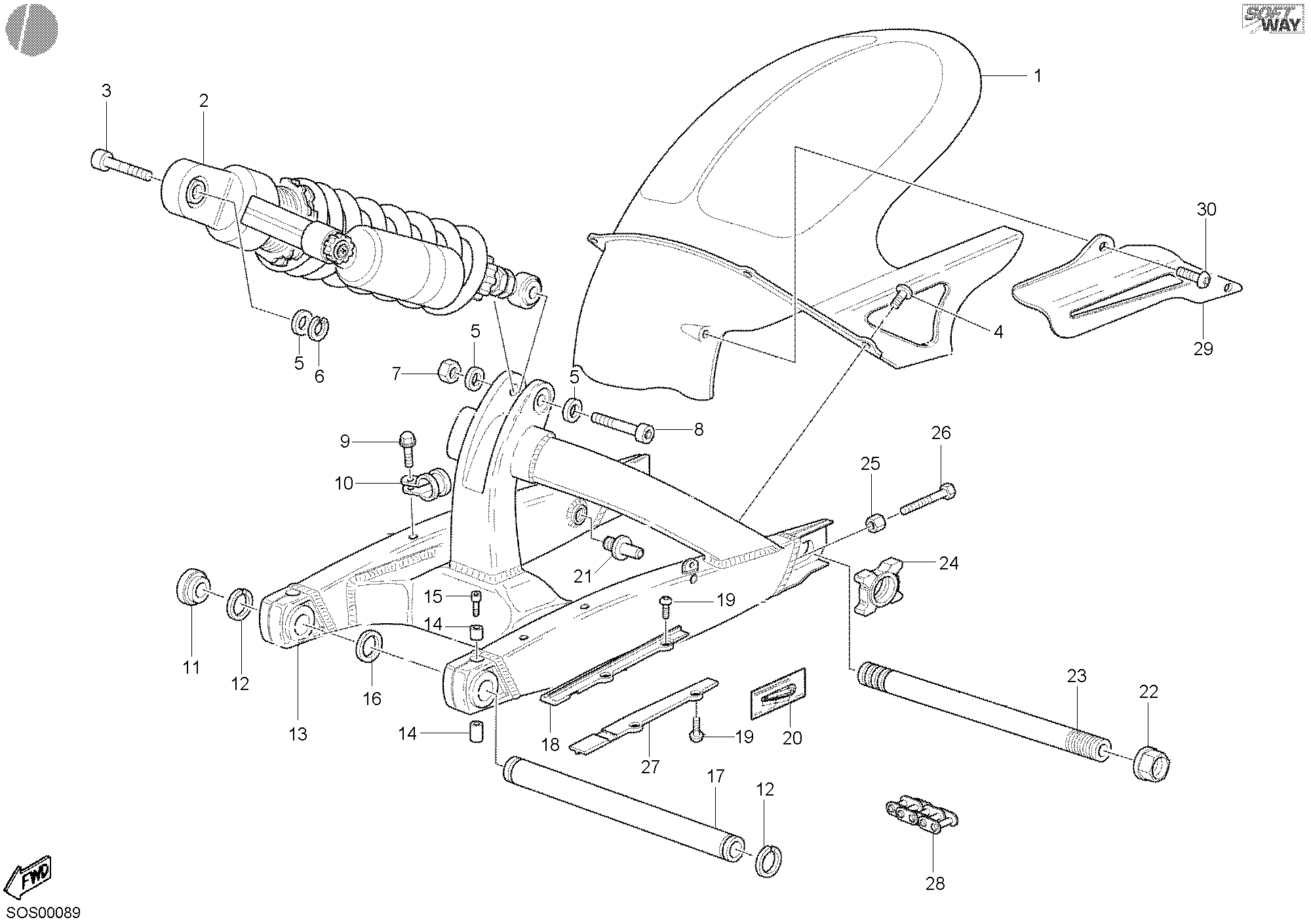 032 BRAS OSCILLANT POUR SUPERSPORT 1000 SS 2004