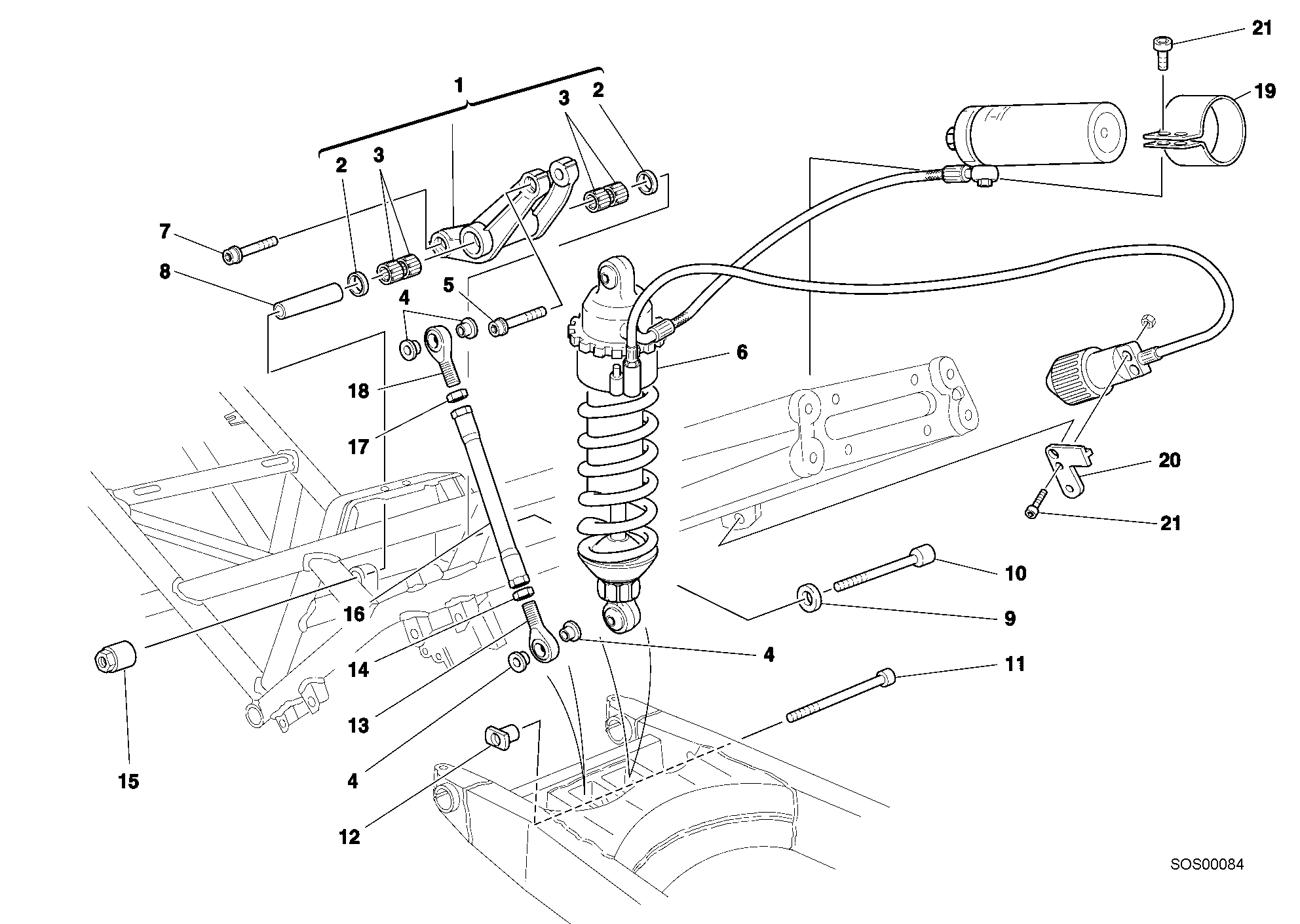 035 AMORTISSEUR ARRIERE POUR SPORT TOURING ST4 S 2001