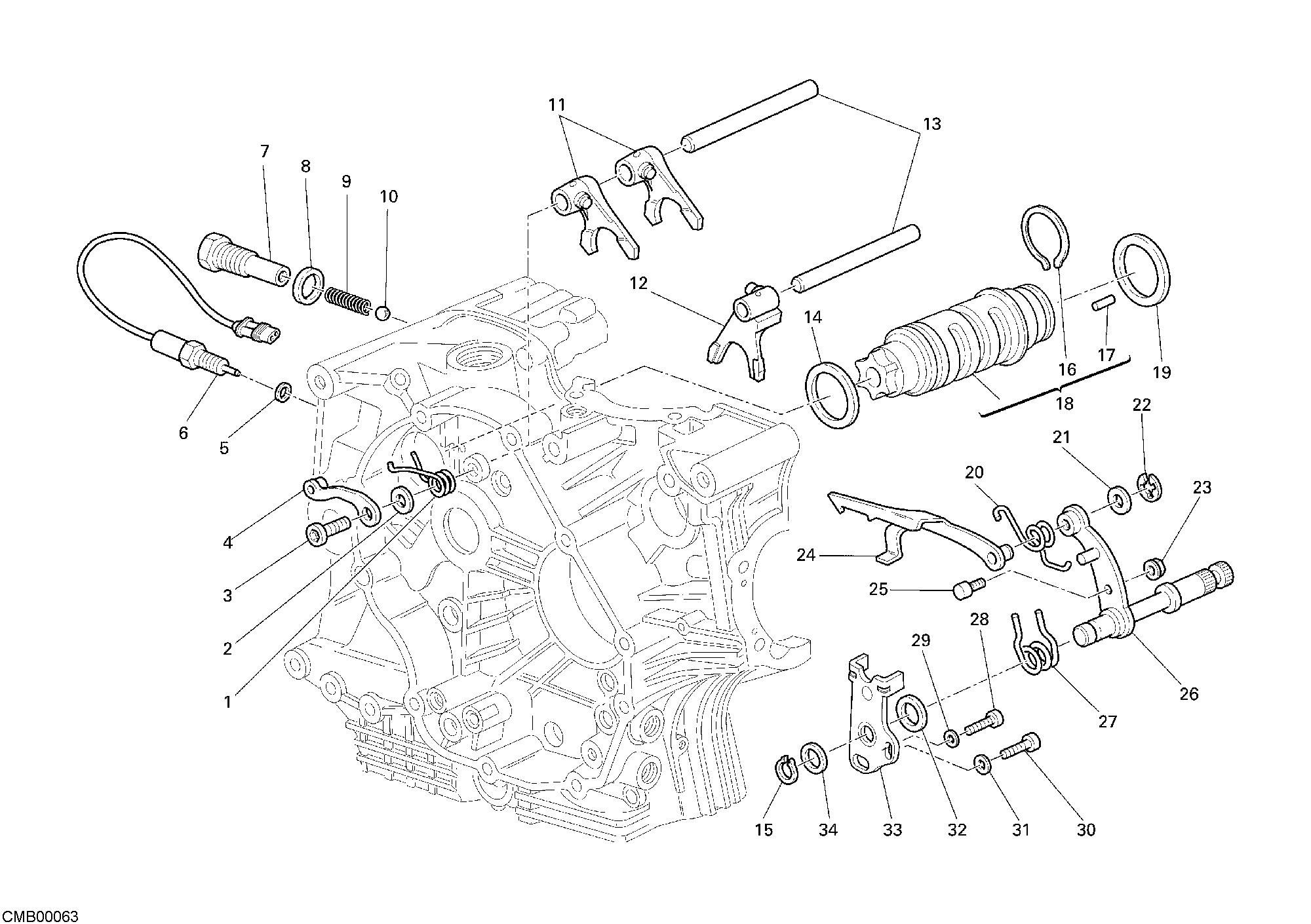 002 TAMBOUR CHANGEMENT VITESSE FOURCHETTE POUR MONSTER S2R 1000 2007