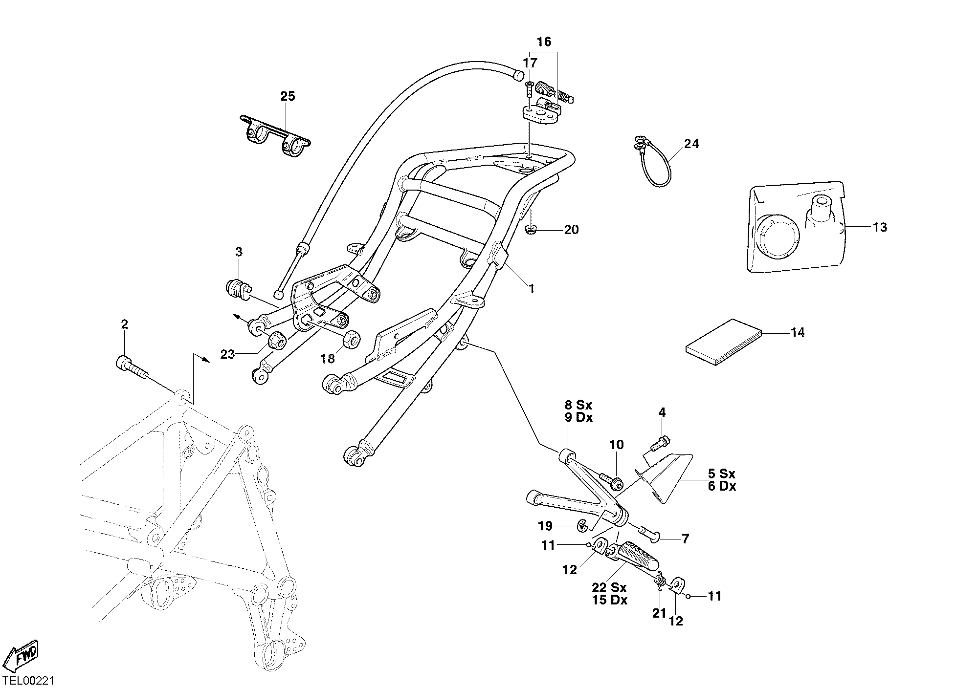 027 CADRE ARRIERE BIPOSTO POUR SUPERBIKE 749 S 2004