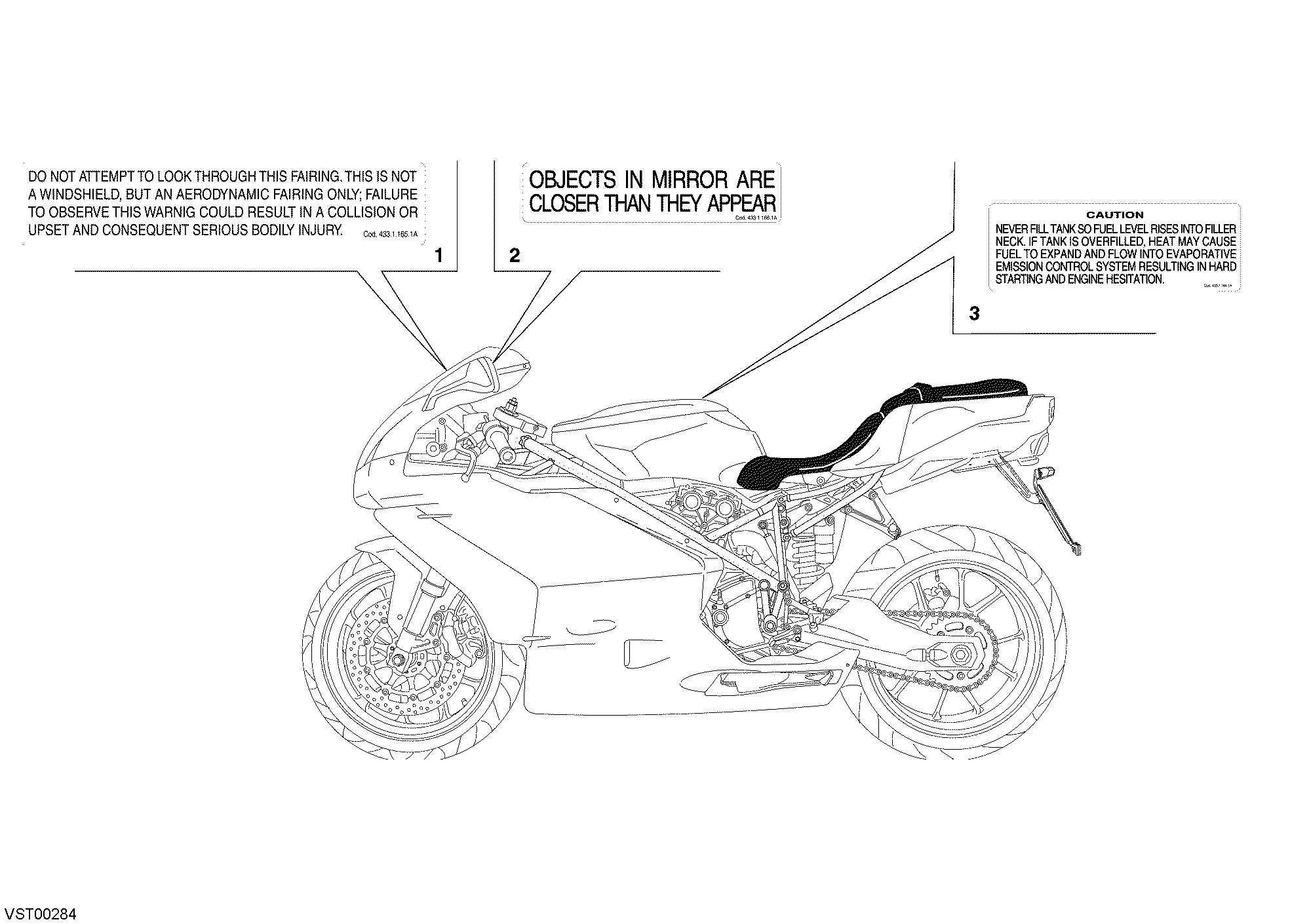 036 ETIQUETTES AVERTISSEMENT USA POUR SUPERBIKE 749 2003