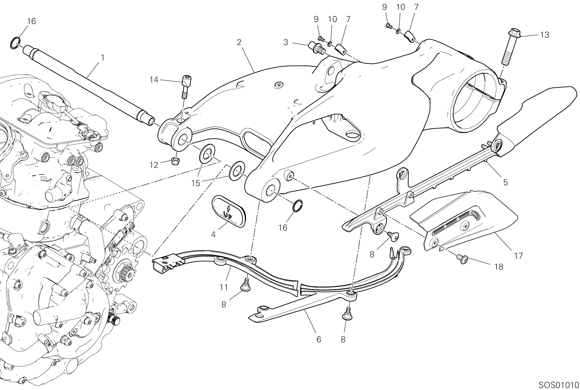18A BRAS OSCILLANT ARRIERE POUR HYPERMOTARD 950 2021
