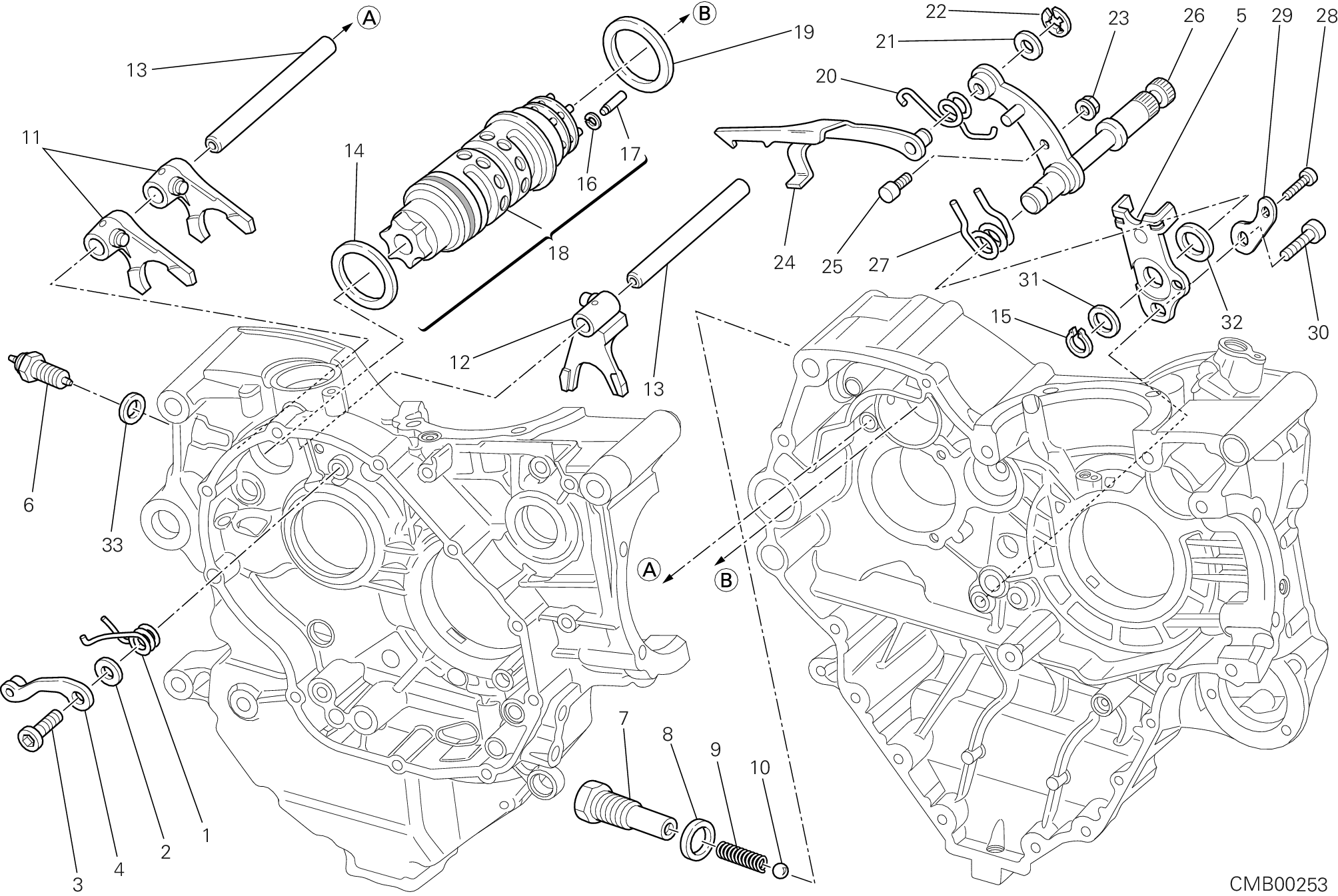 002 TAMBOUR CHANGEMENT VITESSE FOURCHETTE POUR SUPERBIKE 1198 2011