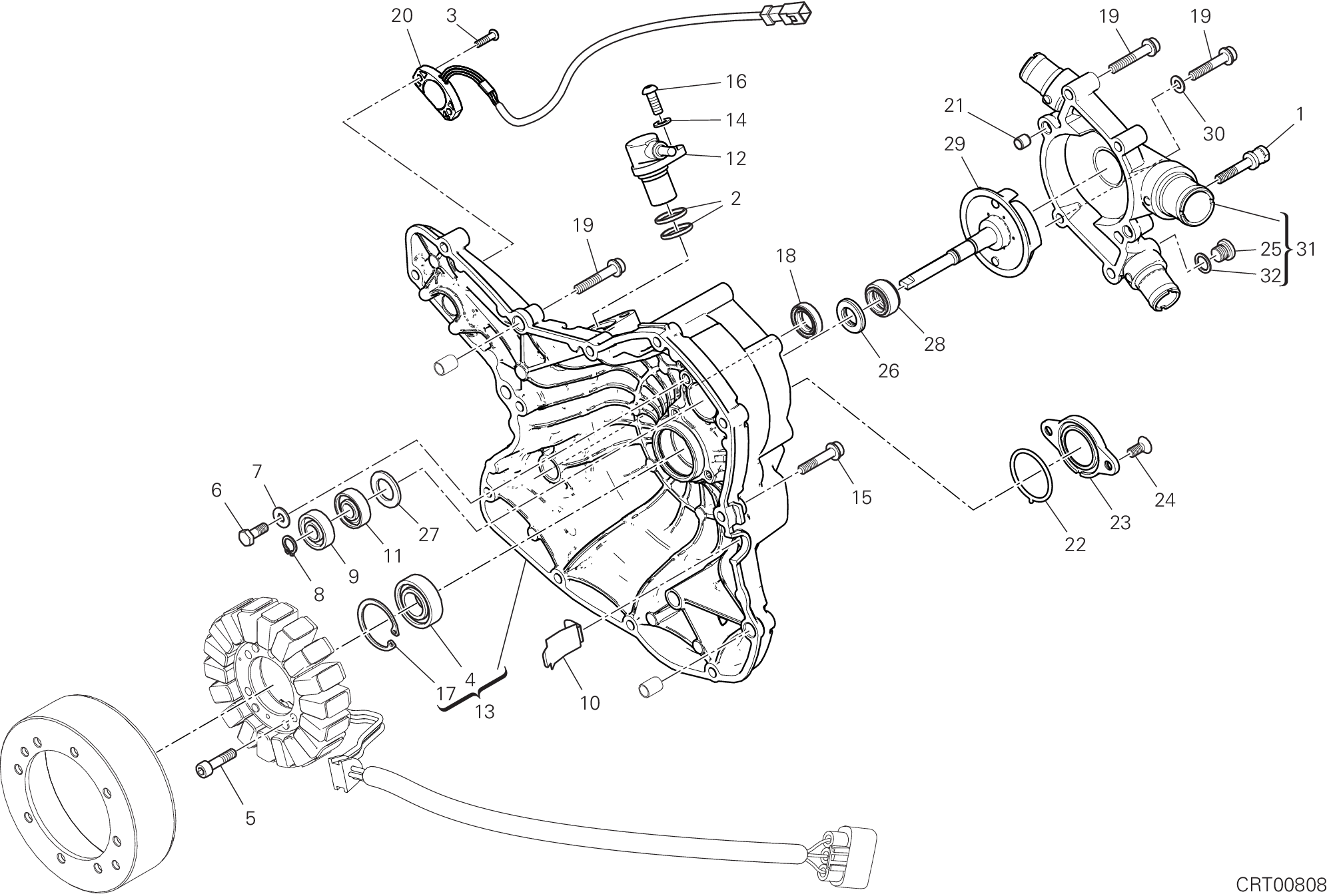 011 COUVERCLE GENERATEUR POUR MULTISTRADA 1260 ENDURO 2019