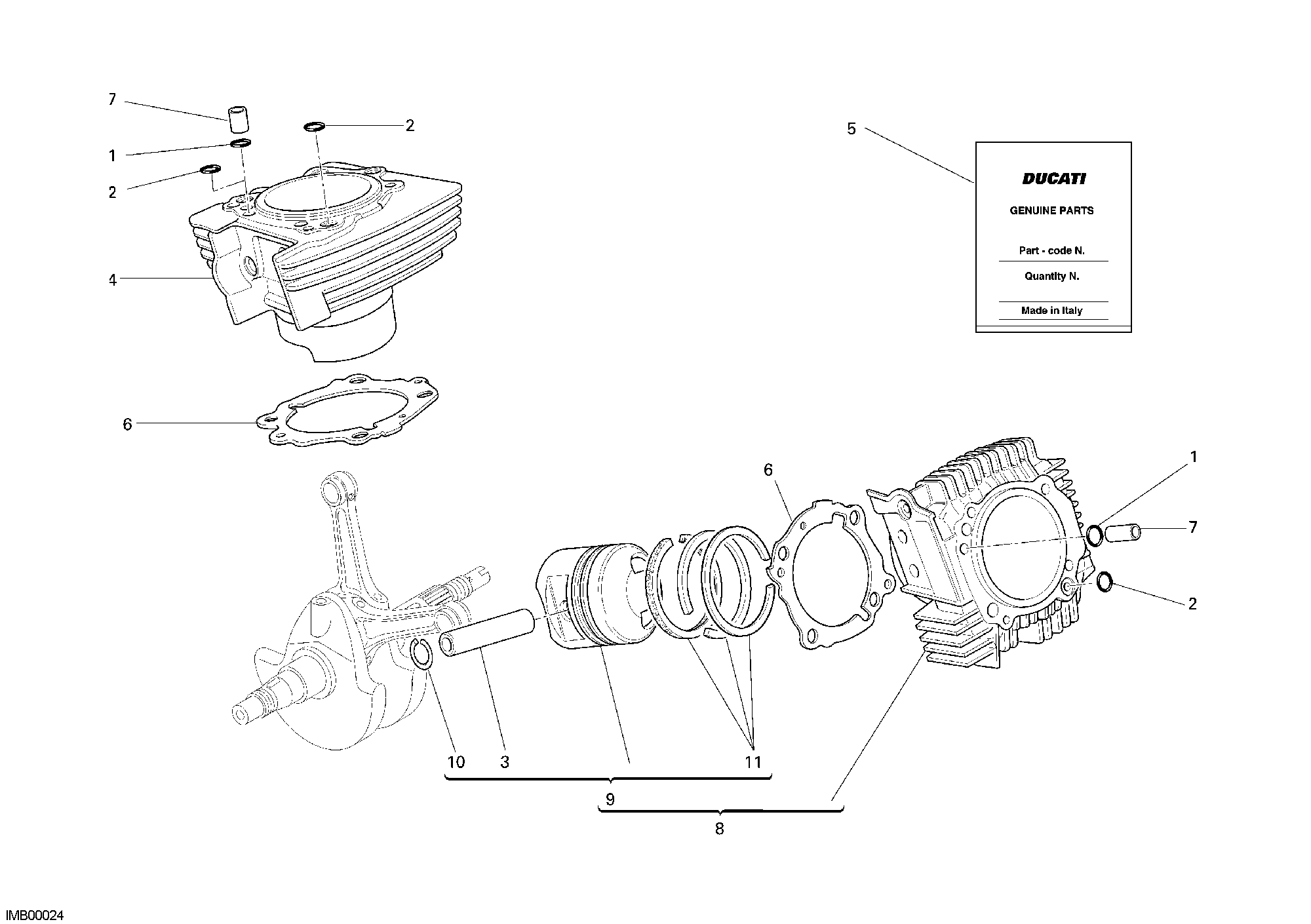 007 CYLINDRE PISTON POUR MONSTER 620 2003