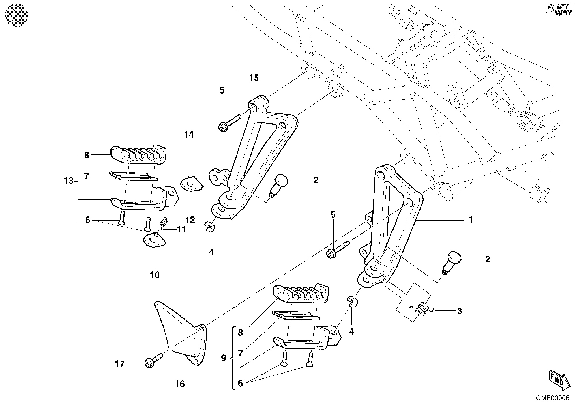 021 REPOSE PIEDS DROIT POUR SPORT TOURING ST4 S 2002