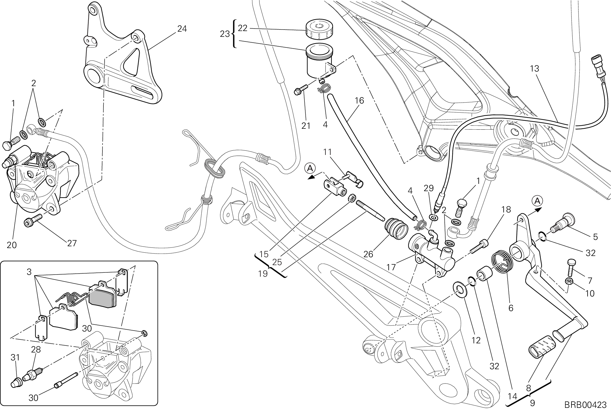029 SYSTEME DE FREIN ARRIERE POUR MONSTER 696 ABS 2012
