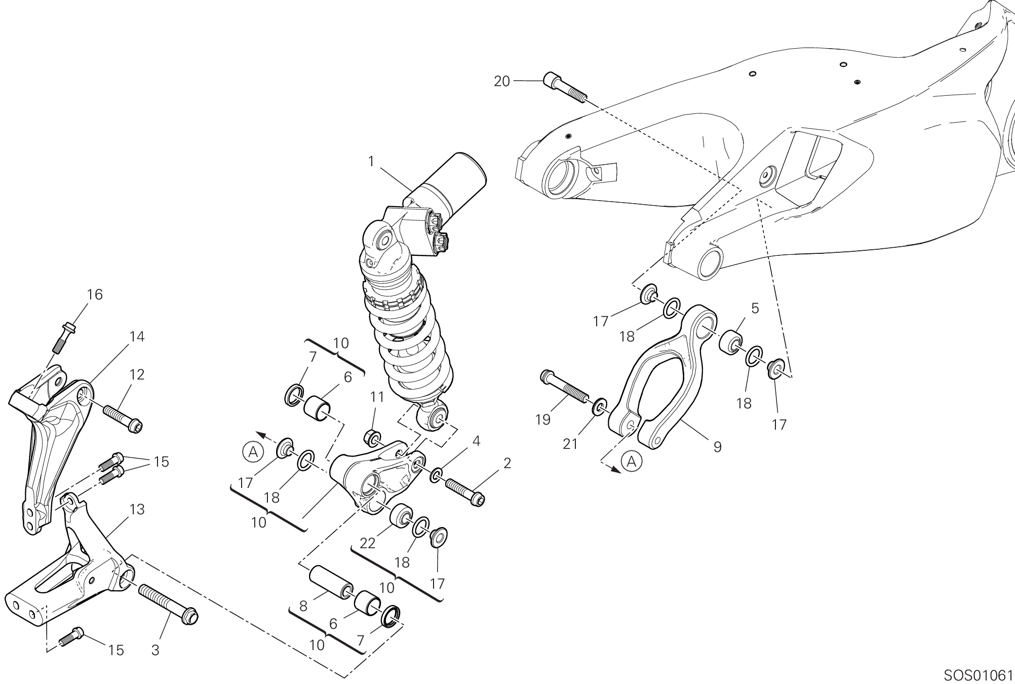23A AMORTISSEUR ARRIERE POUR SUPERBIKE SUPERLEGGERA V4 2020