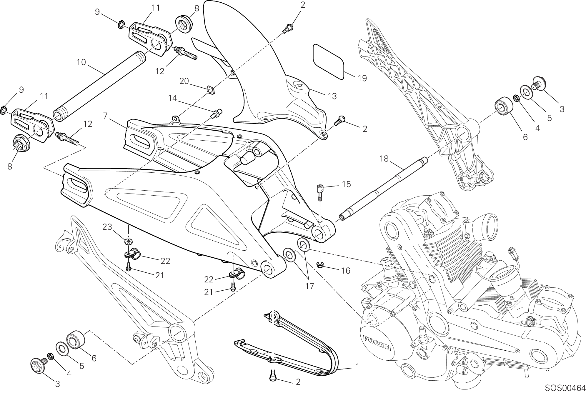 032 BRAS OSCILLANT POUR MONSTER 696 2013