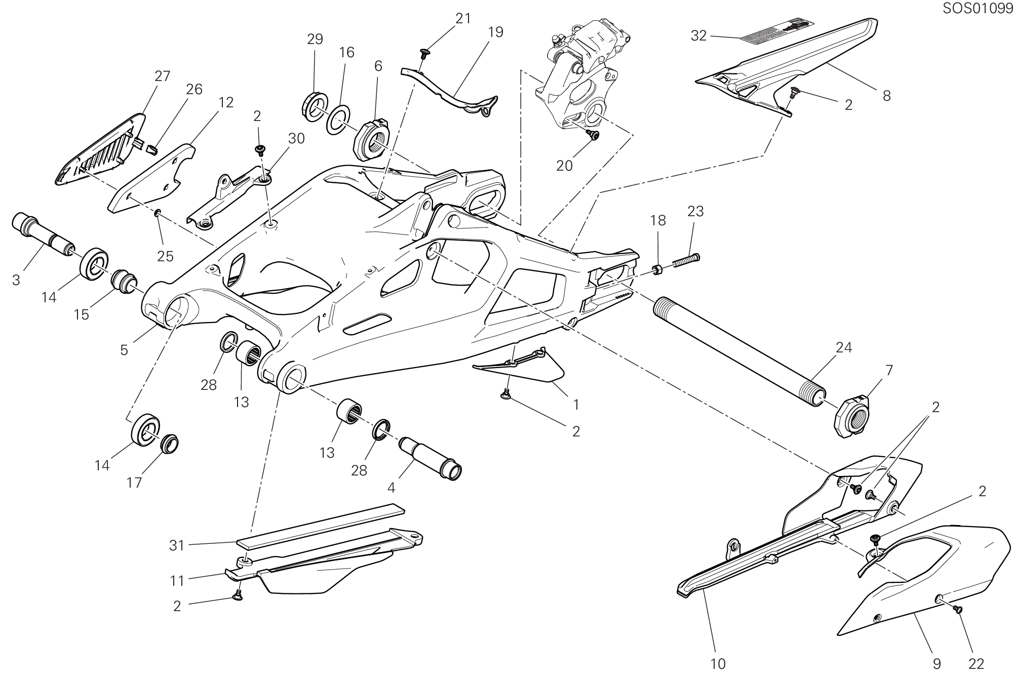 19A BRAS OSCILLANT ARRIERE POUR MULTISTRADA V4 2021