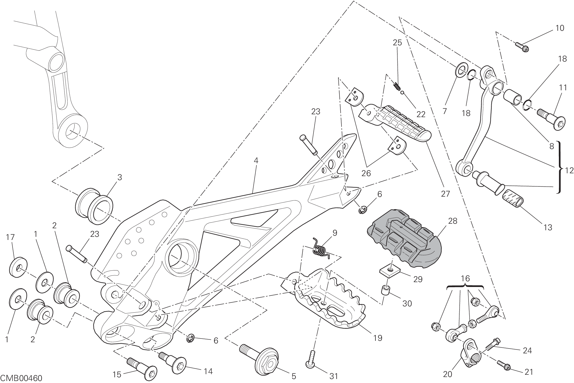 31A REPOSE PIED GAUCHE POUR HYPERMOTARD 796 2010