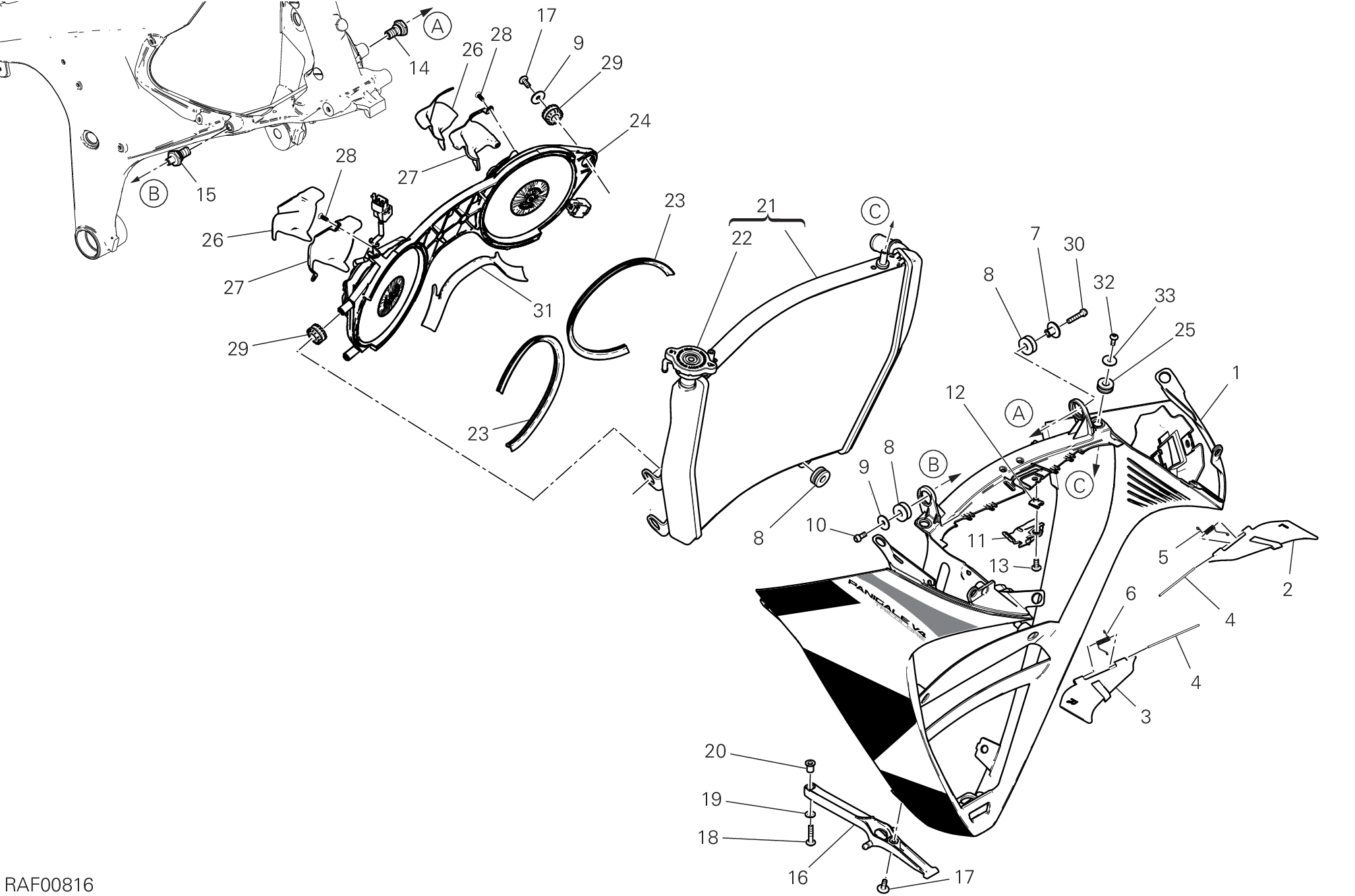 25A RADIATEUR DEAU POUR SUPERBIKE PANIGALE V4 TRICOLORE 2025