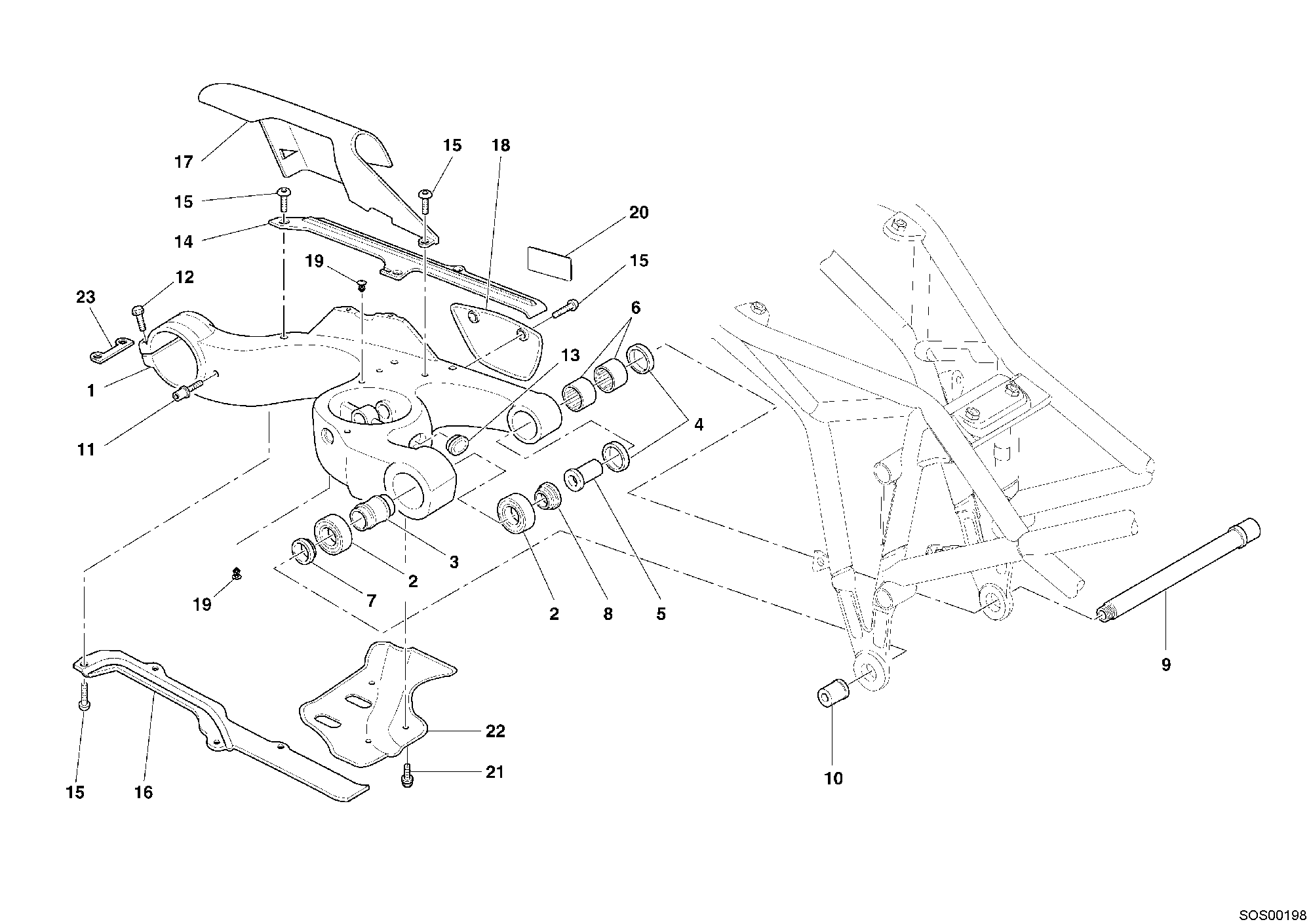 032 BRAS OSCILLANT POUR MULTISTRADA 1000 2005
